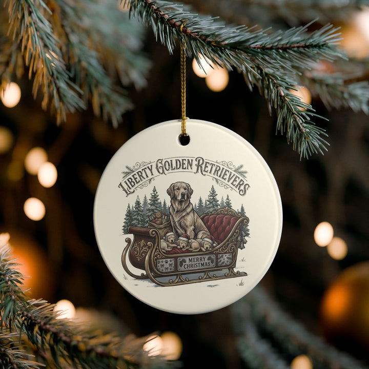 Liberty Goldens Christmas Ceramic Ornament