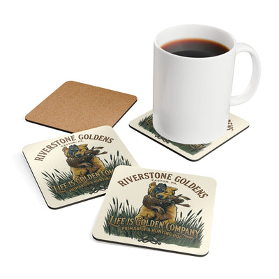 Riverstone Goldens Hunting Corkwood Coaster Set