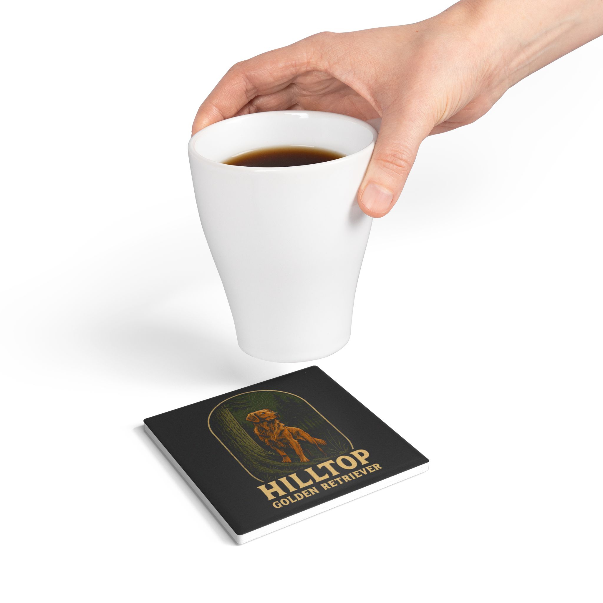 Hilltop Golden Retriever Ceramic Coaster