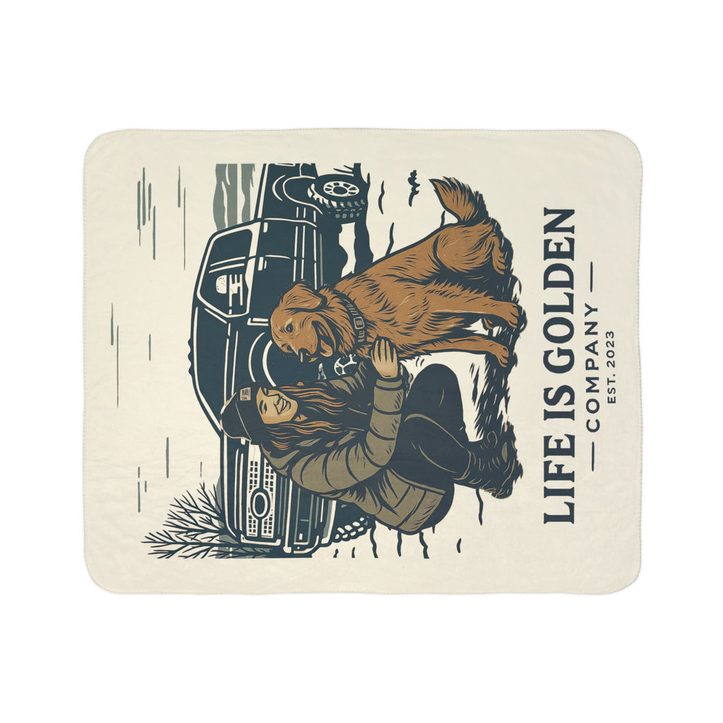 For the love of the Golden Truck Cozy Fleece Sherpa Blanket