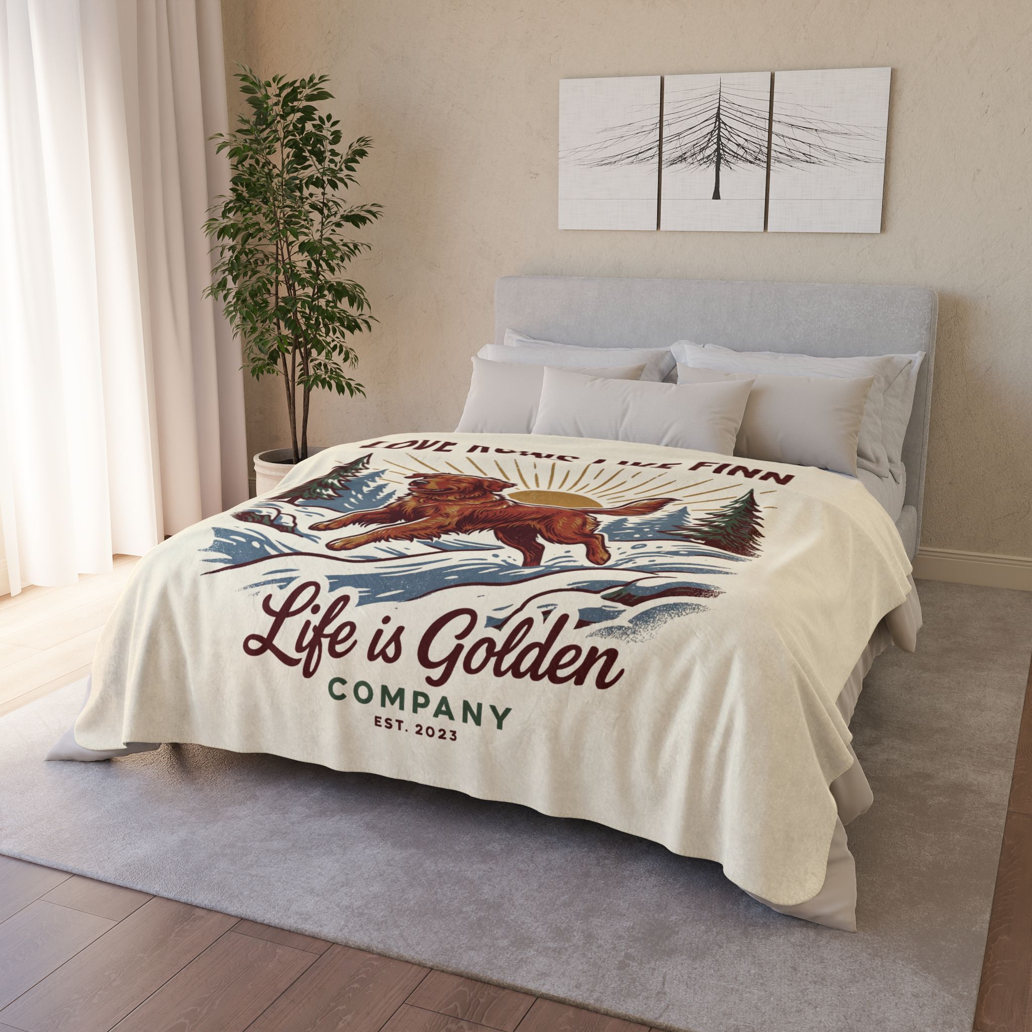 Love Runs Like Finn Cozy Fleece Sherpa Blanket