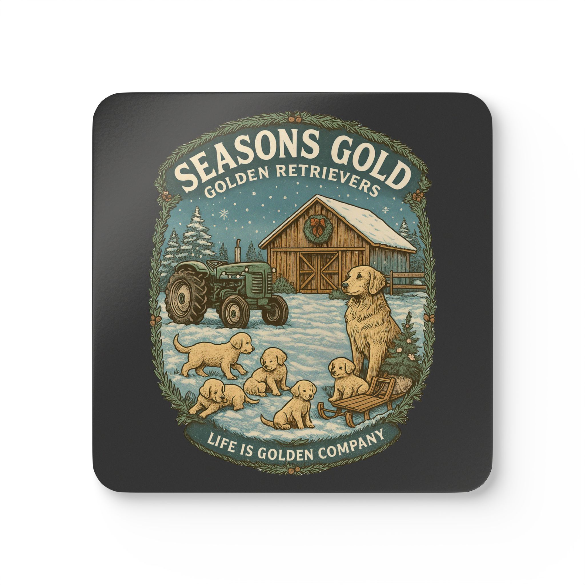 Seasons Gold Corkwood Coaster Set