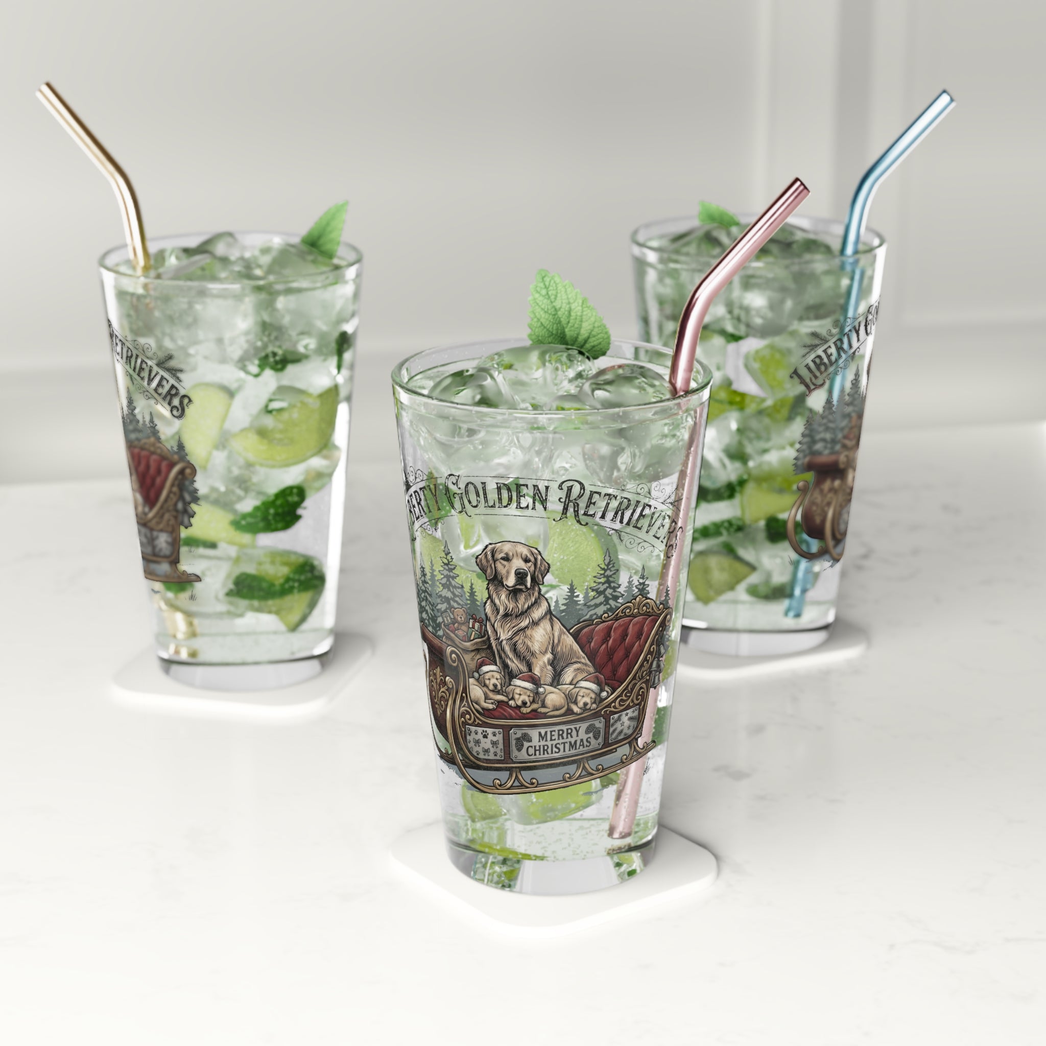 Liberty Goldens Christmas Pint Glass