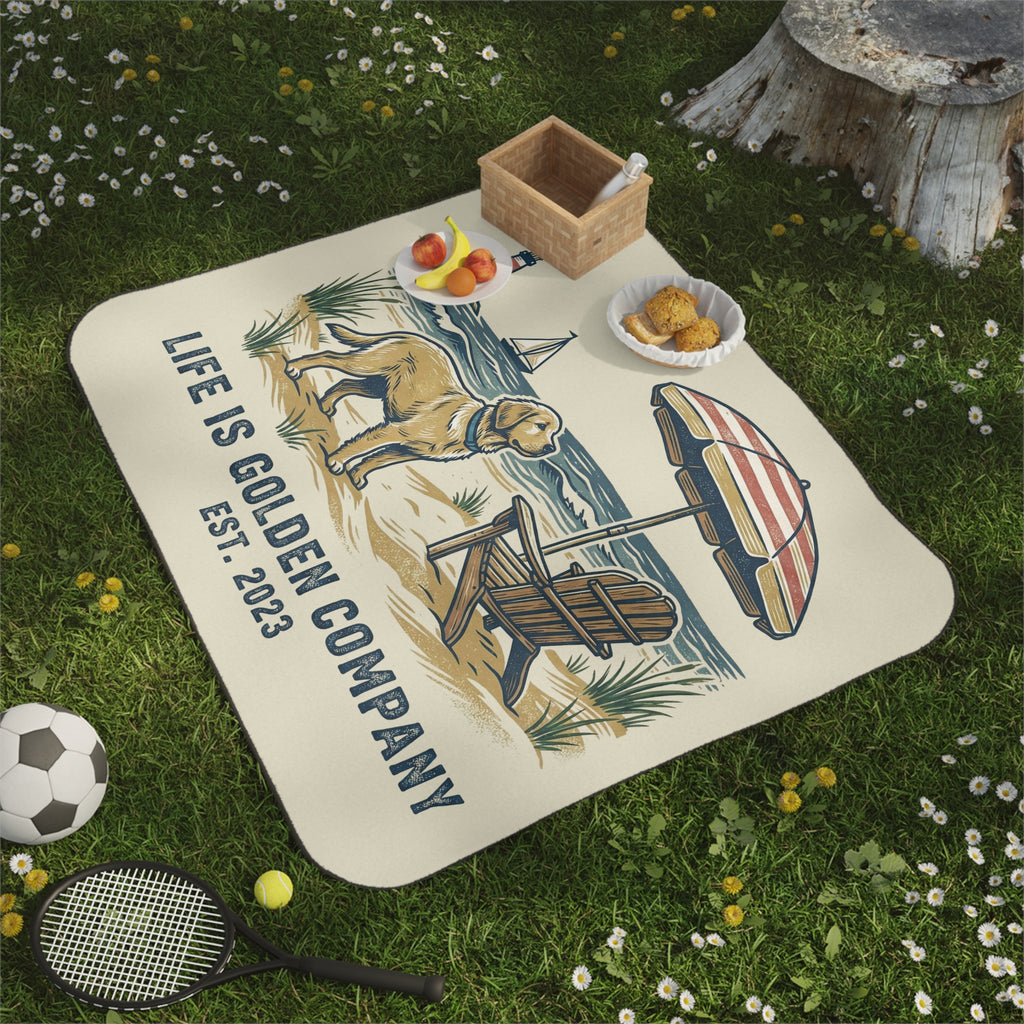 Seaside Watch Picnic Blanket with Water Resistant Backing