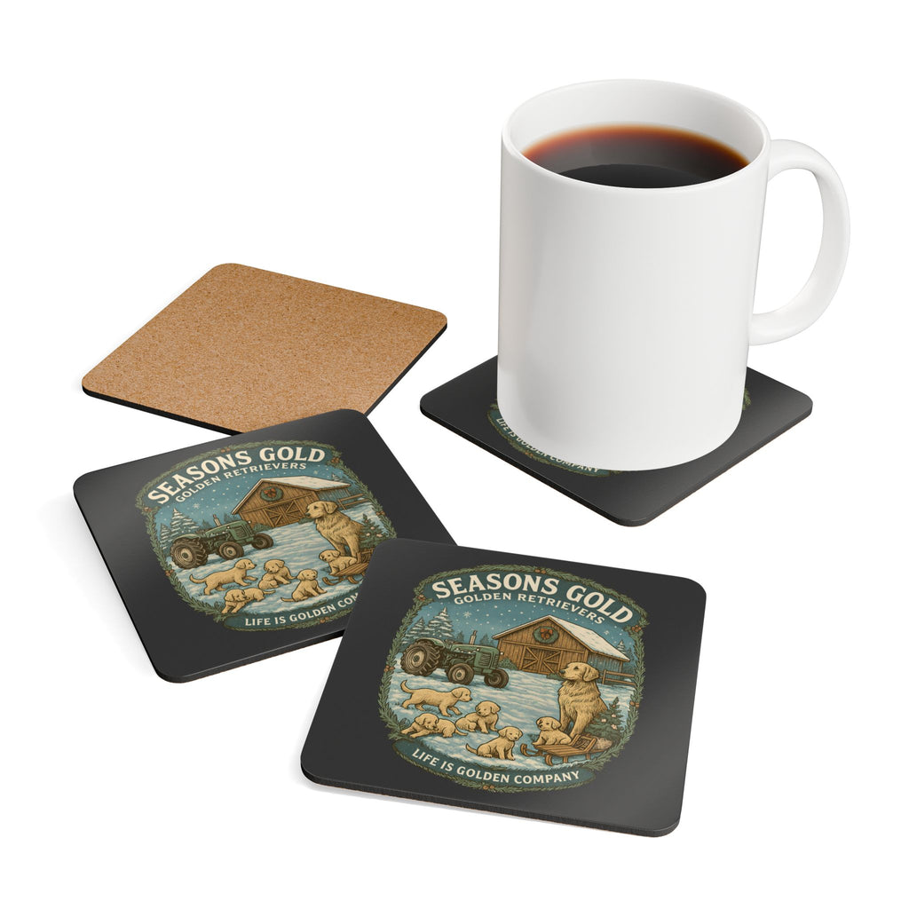 Seasons Gold Corkwood Coaster Set