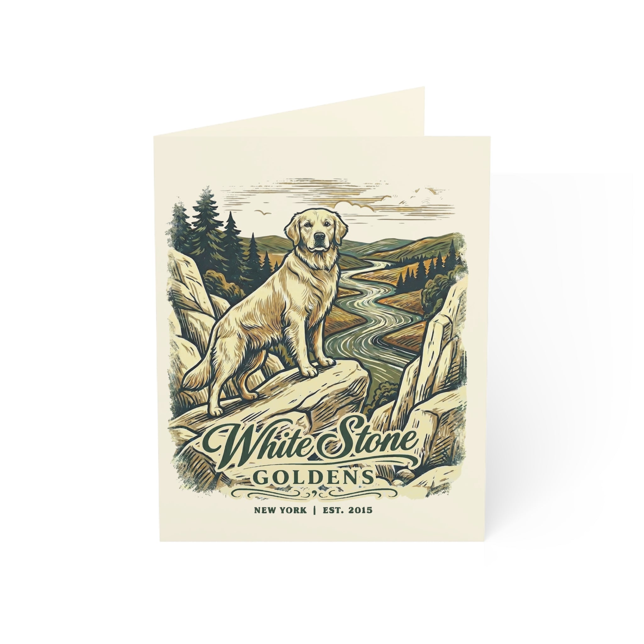 White Stone Goldens 4.25" x 5.5" Greeting Card with Envelope