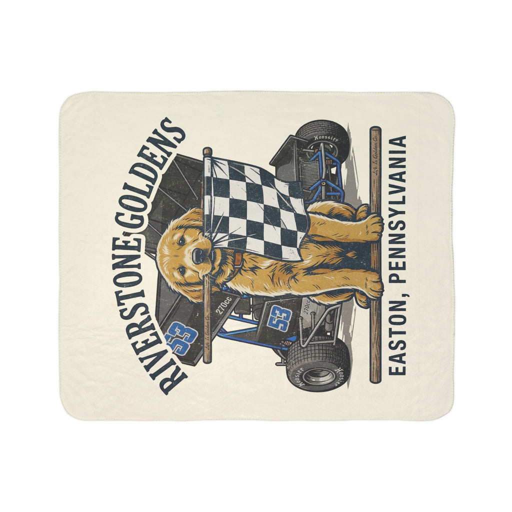 Riverstone Goldens Racing Cozy Fleece Sherpa Blanket