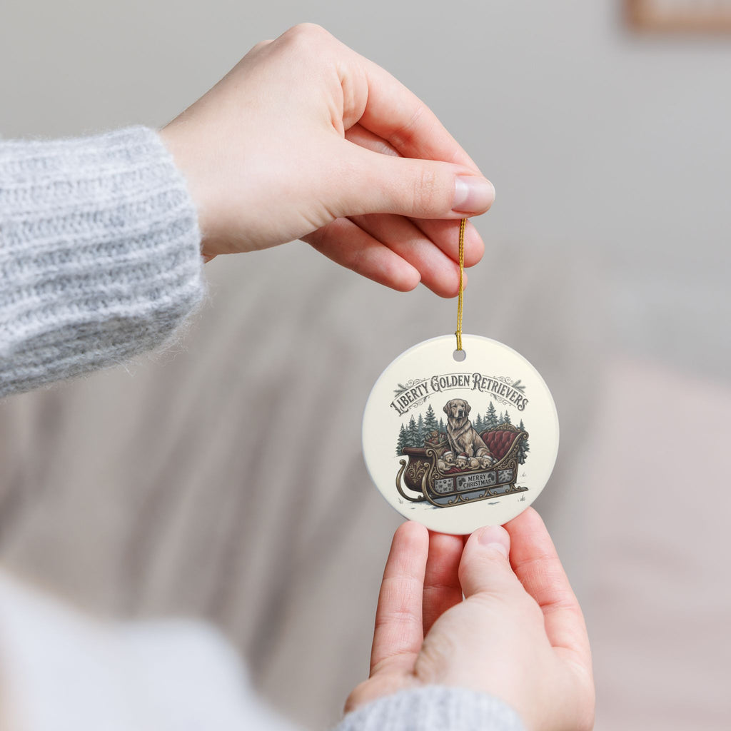 Liberty Goldens Christmas Ceramic Ornament