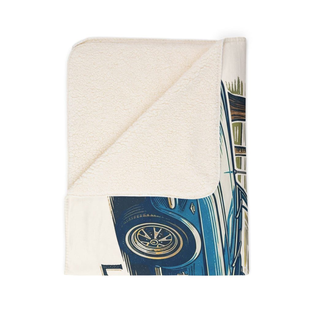 Electric Blue Cruise Cozy Fleece Sherpa Blanket