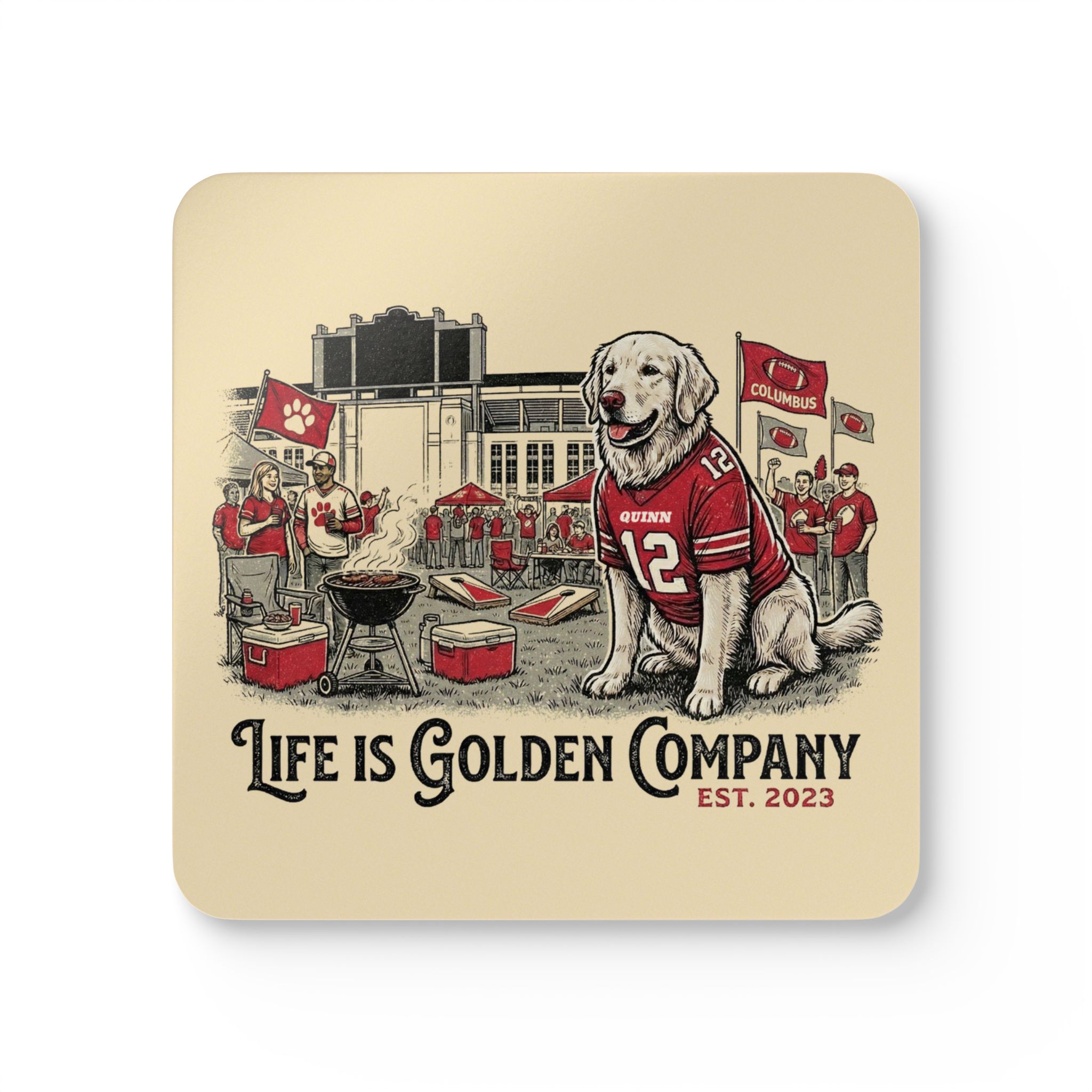 Cheering on the Teams Corkwood Coaster Set