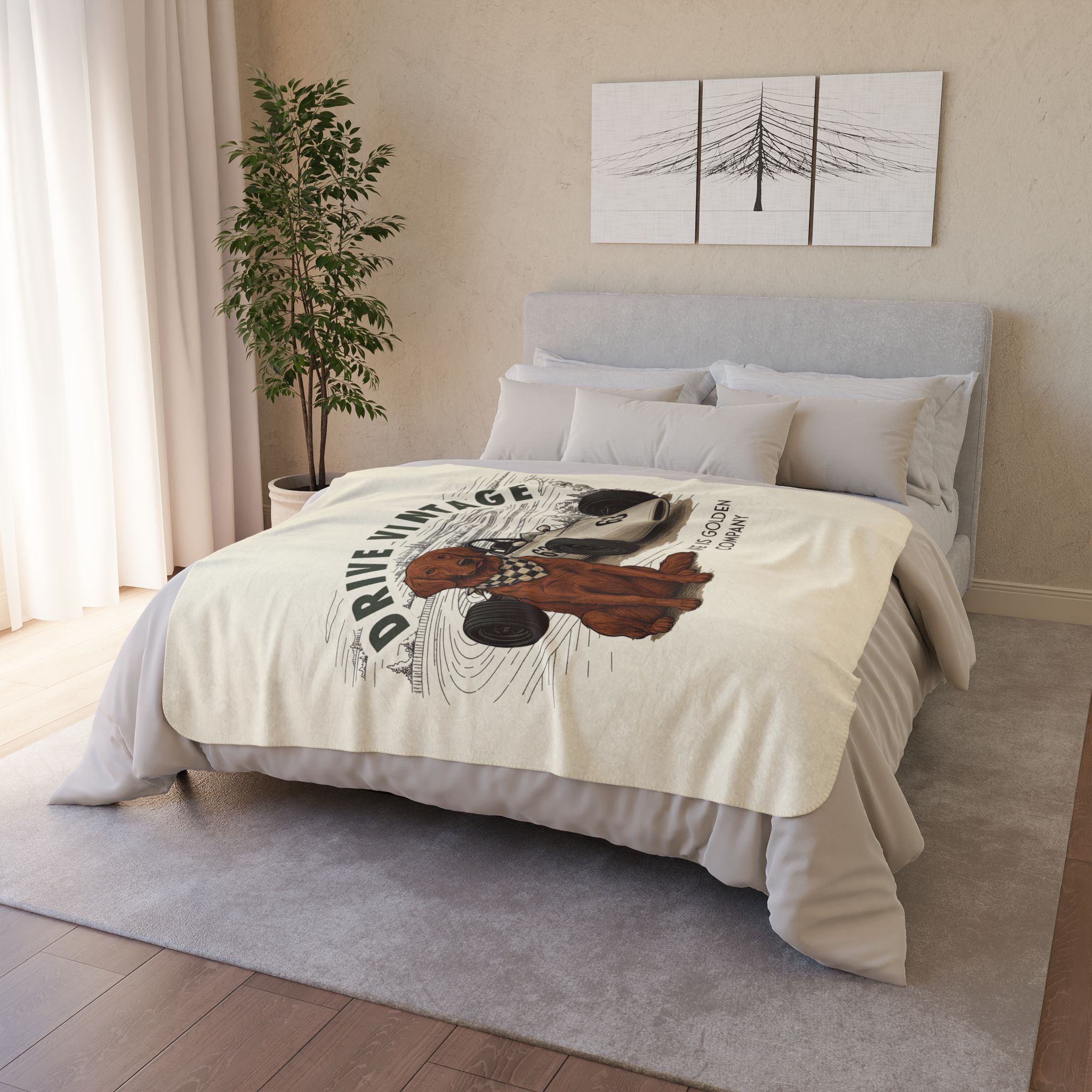 Drive Vintage Cozy Fleece Sherpa Blanket