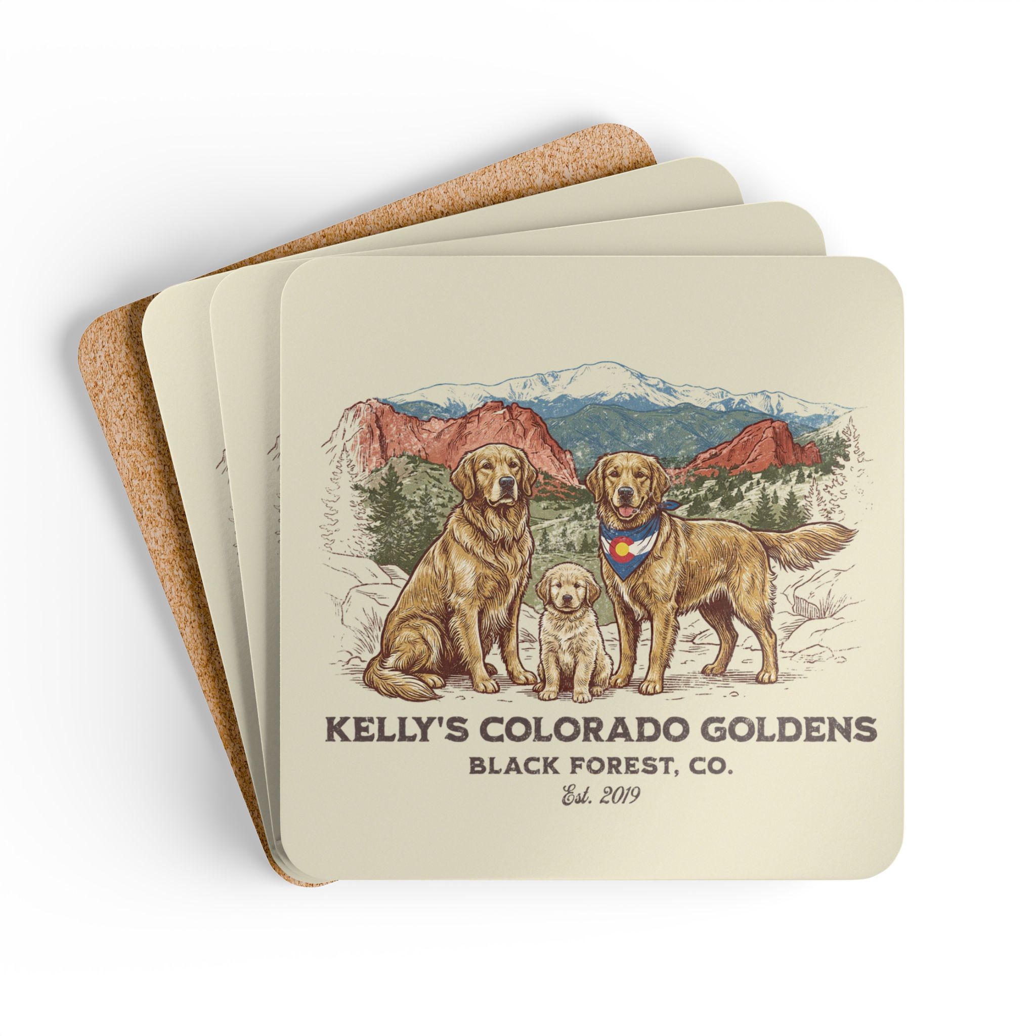 Kelly's CO Goldens Corkwood Coaster Set