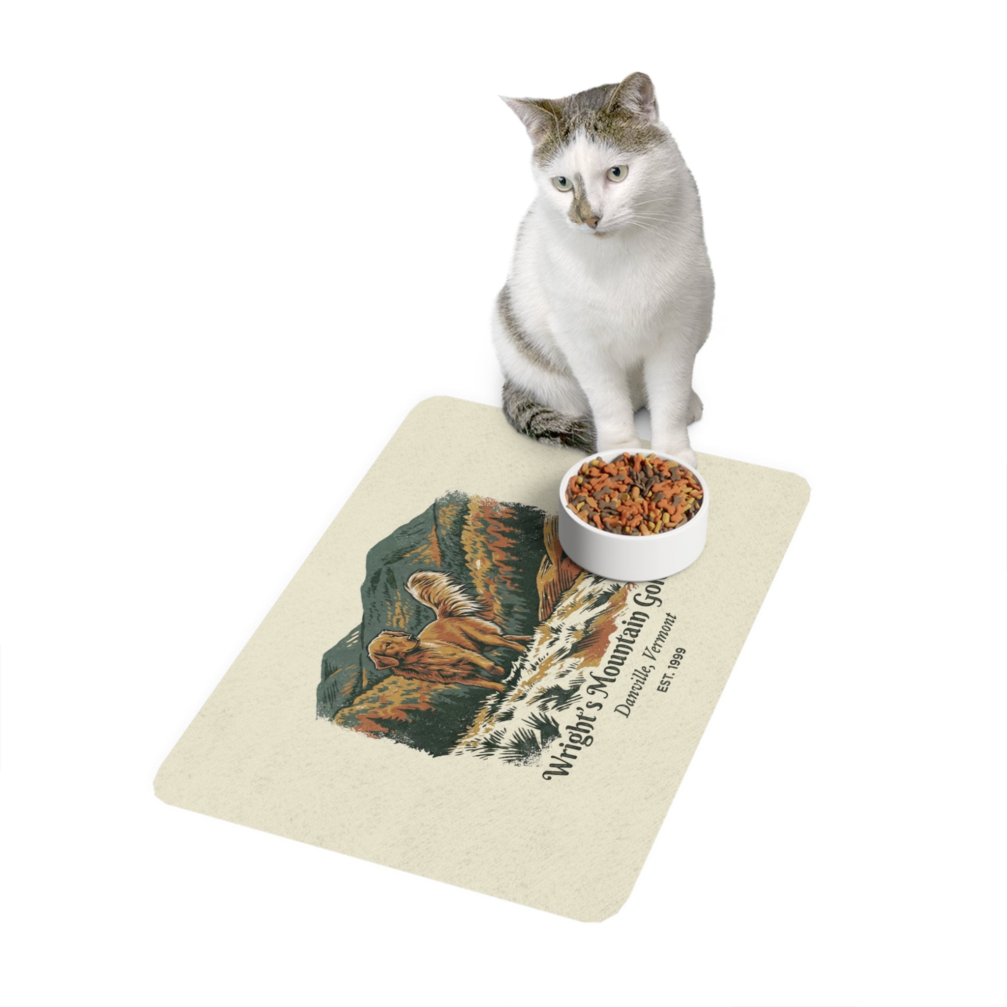 Wright's Mountain Goldens Pet Food Mat (12x18)