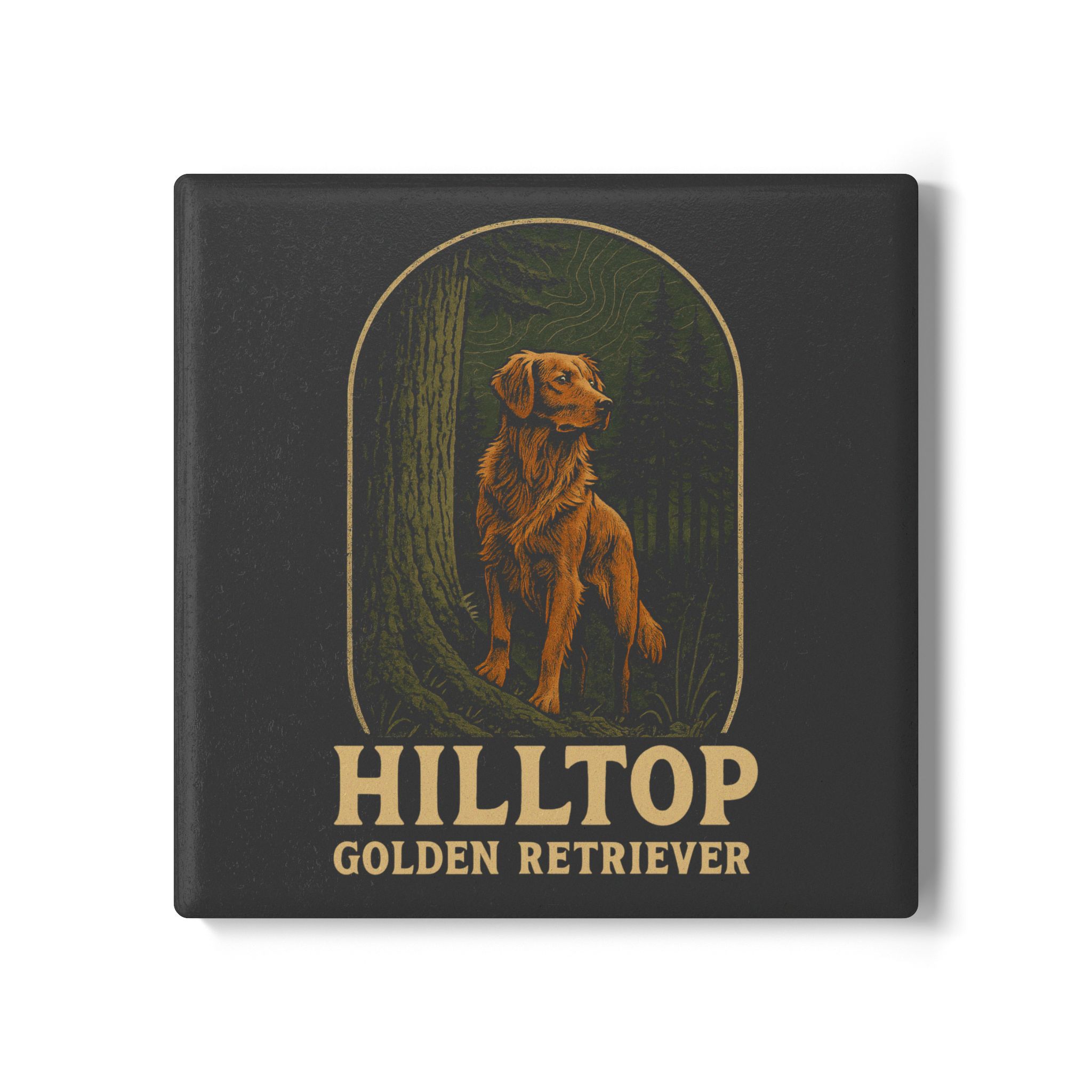 Hilltop Golden Retriever Ceramic Coaster