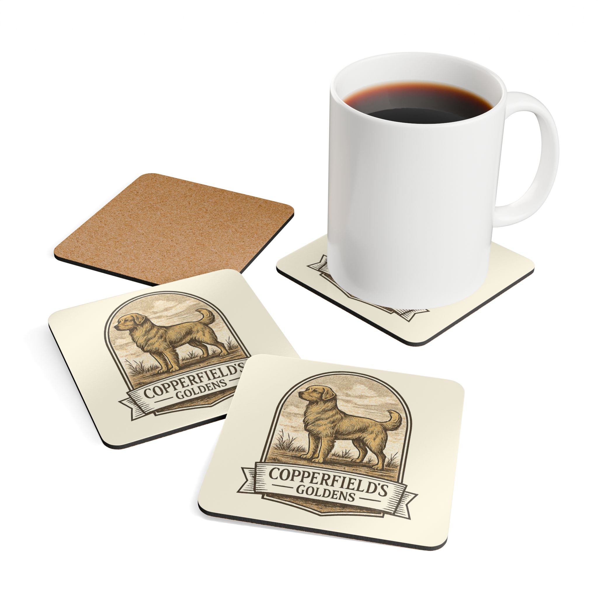 Copperfield's Goldens Corkwood Coaster Set