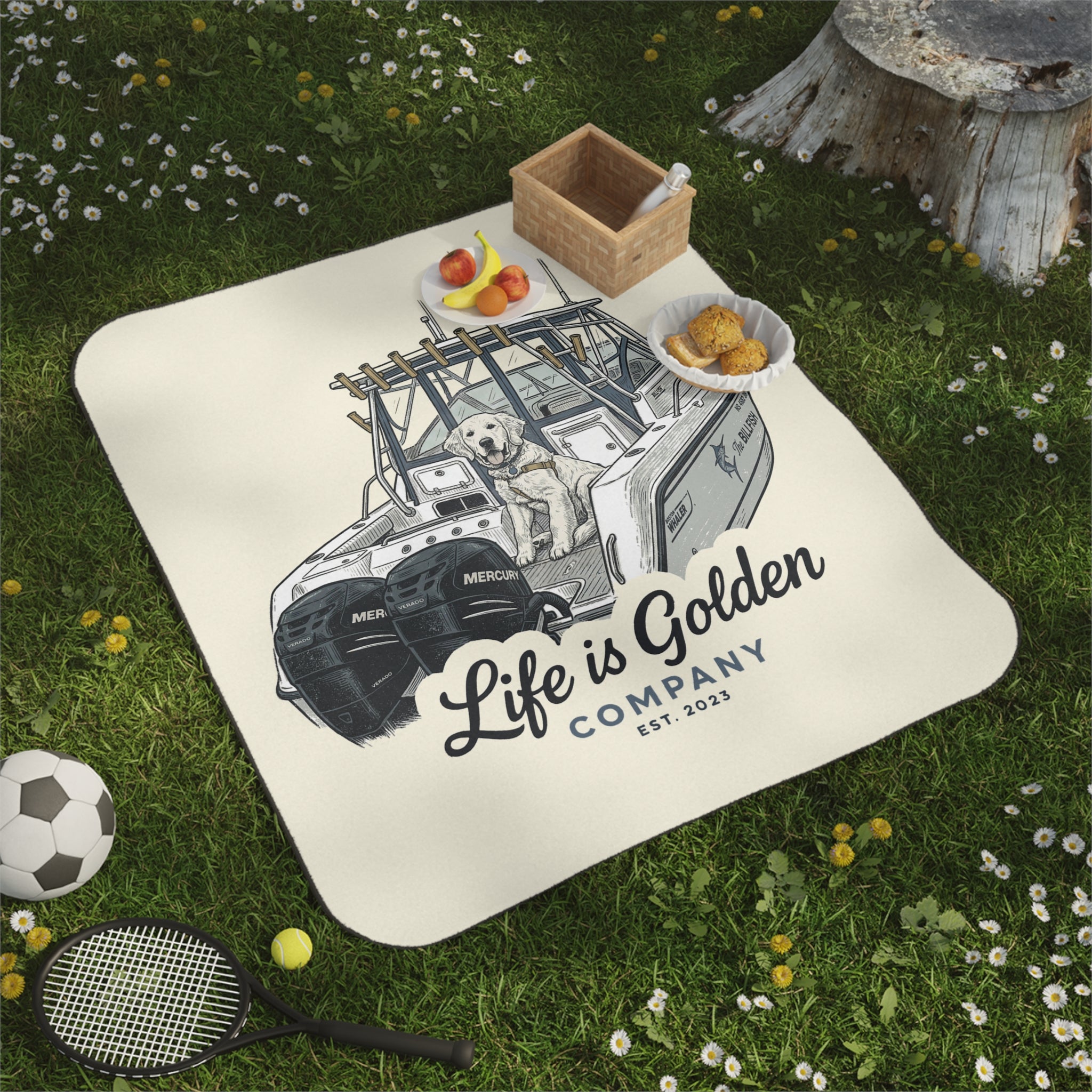 Boat Life Picnic Blanket with Water Resistant Backing