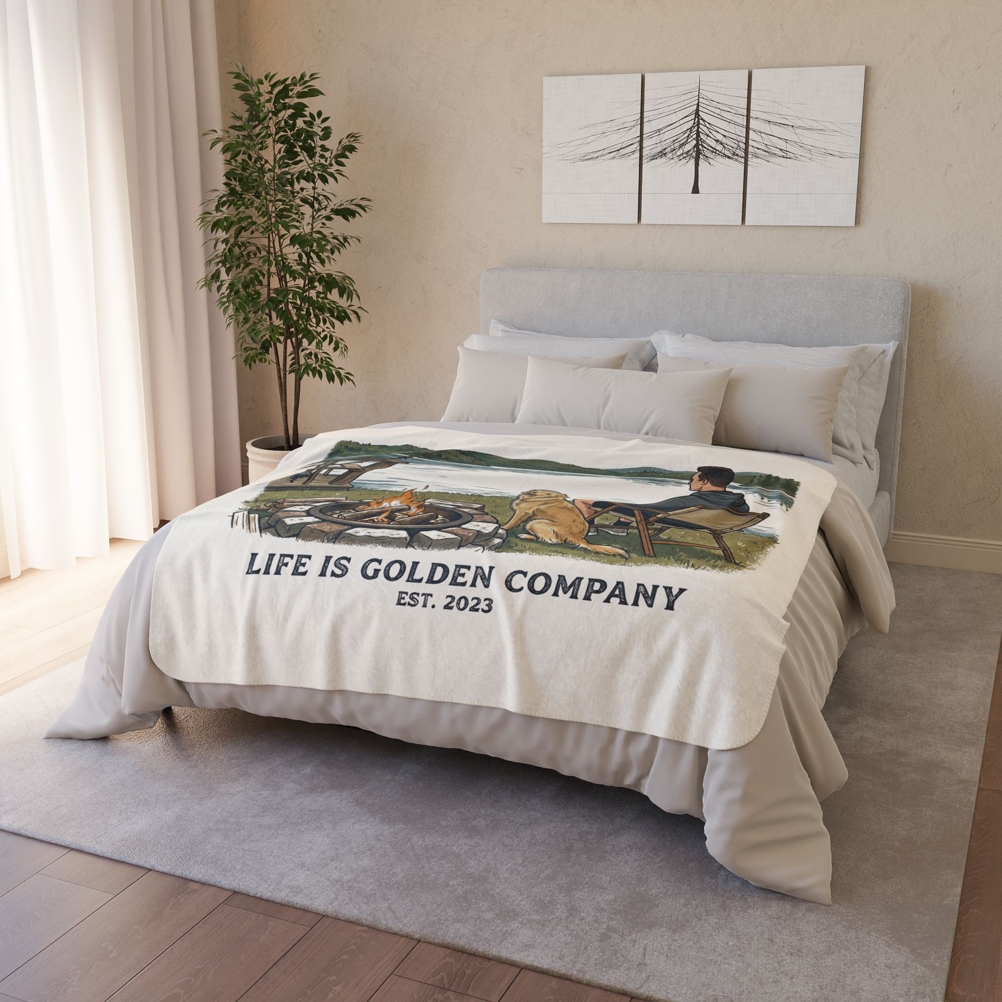 Lake Life Cozy Fleece Sherpa Blanket