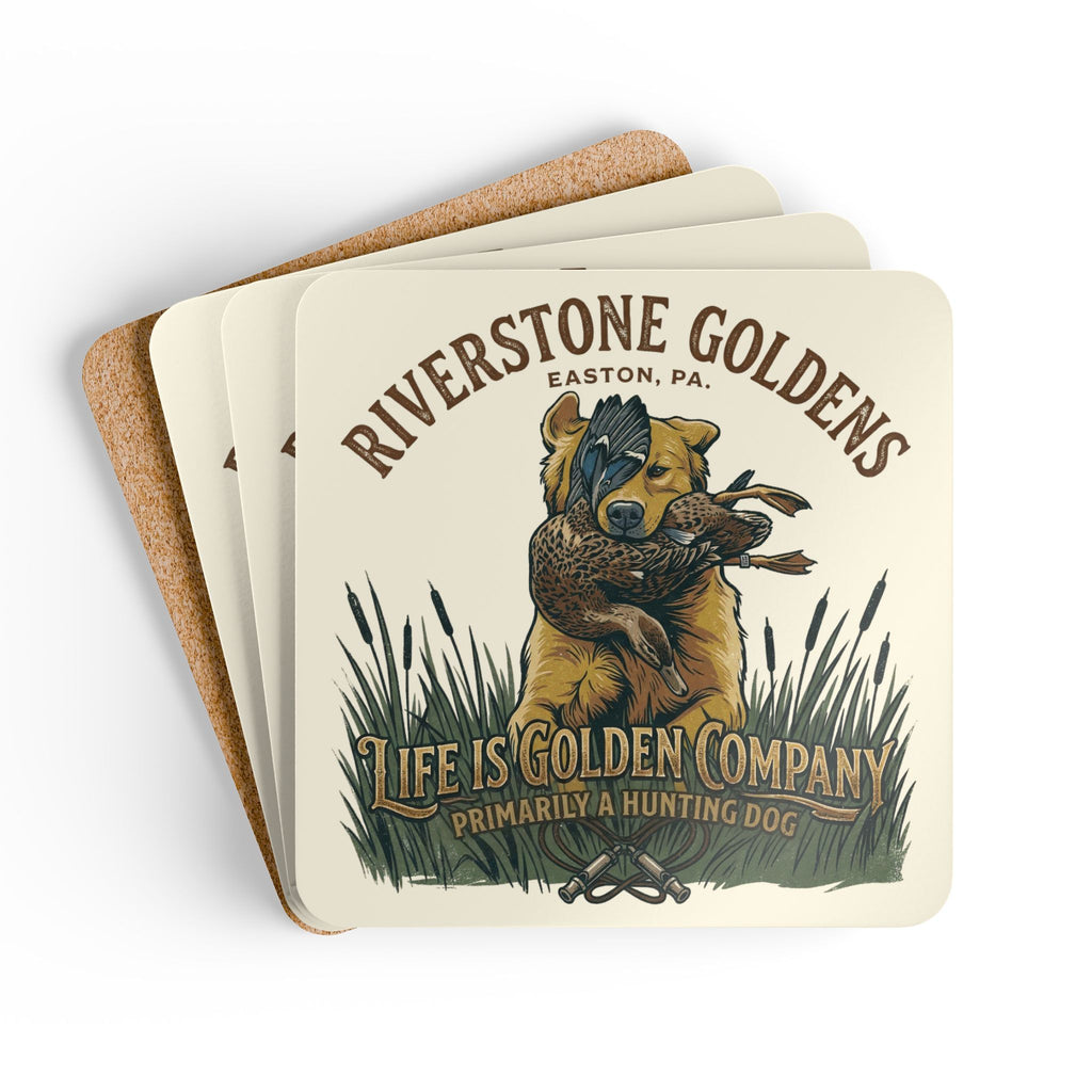 Riverstone Goldens Hunting Corkwood Coaster Set