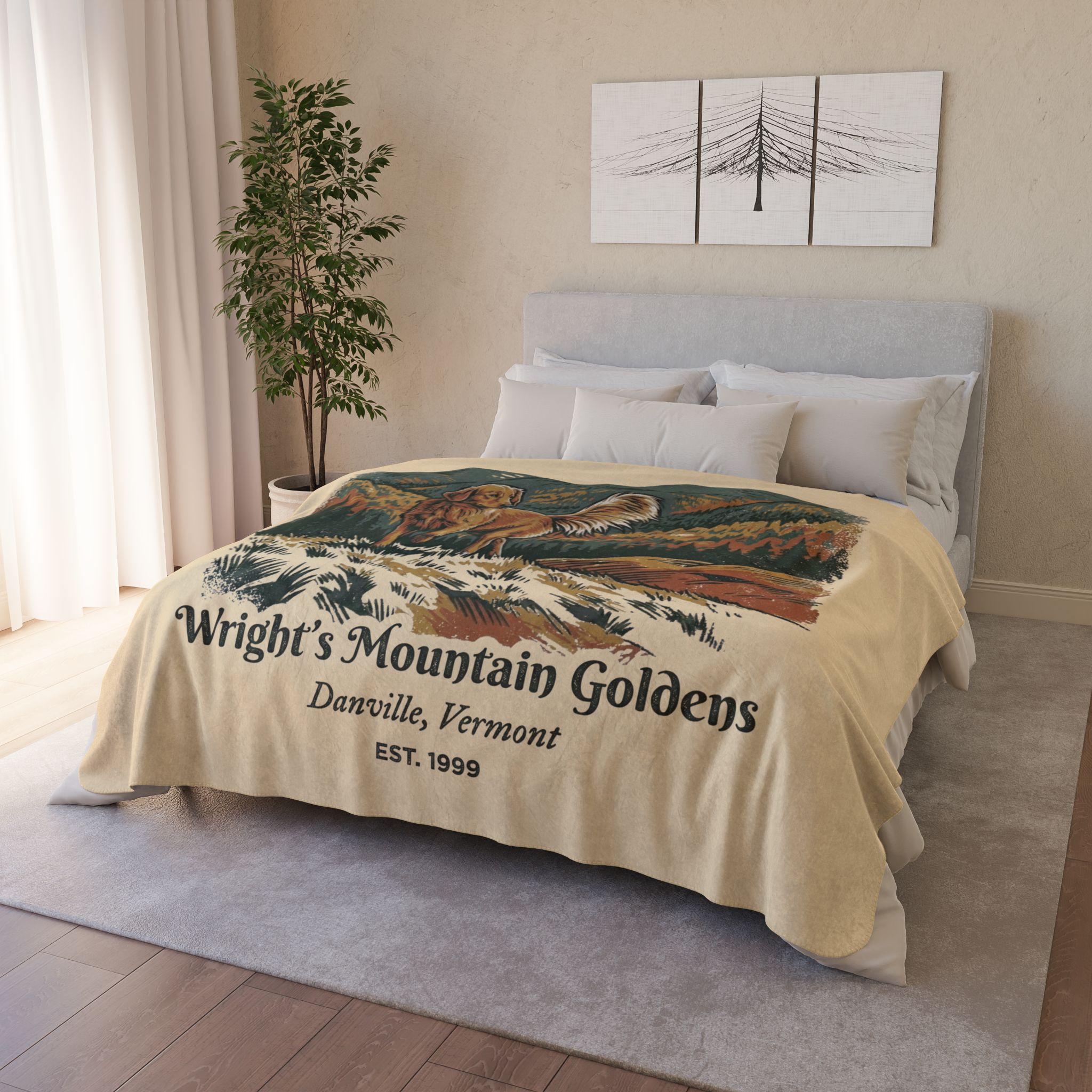 Wright's Mountain Goldens Cozy Fleece Sherpa Blanket