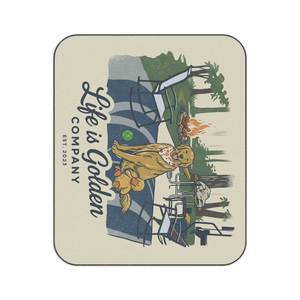 Playful Campsite Picnic Blanket with Water Resistant Backing