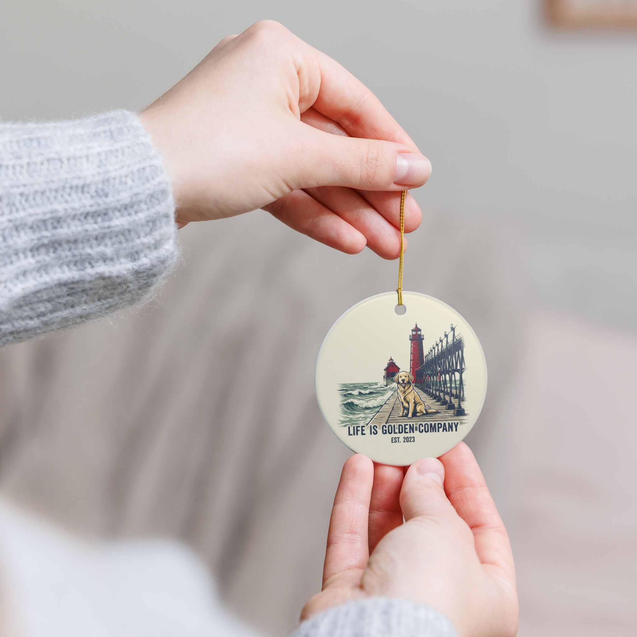 Pier Pup Ceramic Ornament