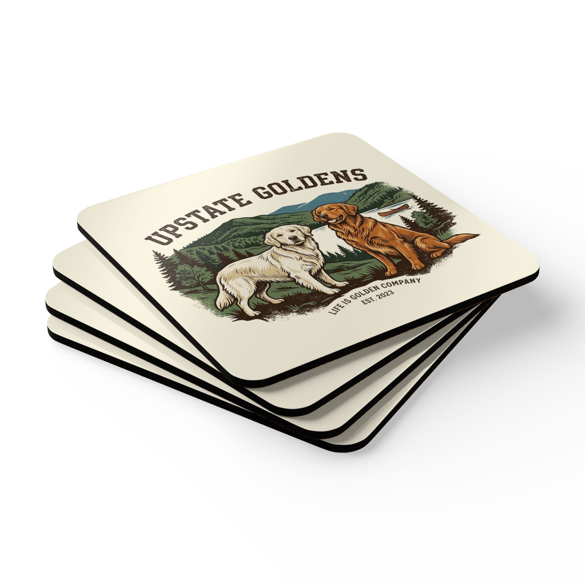 Upstate Goldens Corkwood Coaster Set