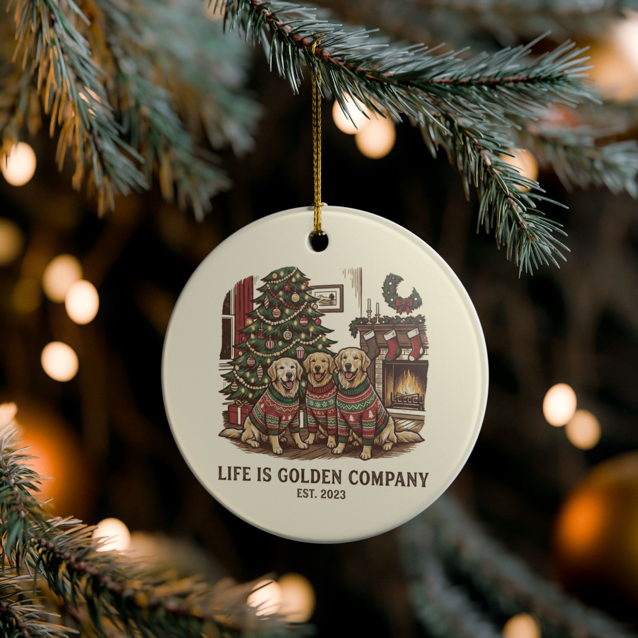 Christmas Trio Ceramic Ornament