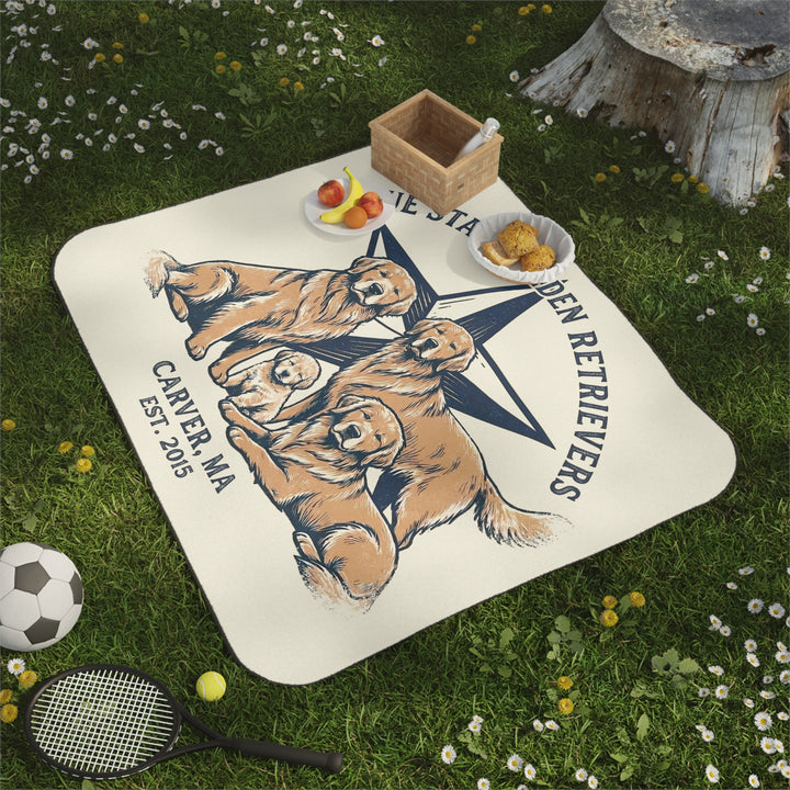 Blue Star Picnic Blanket with Water Resistant Backing