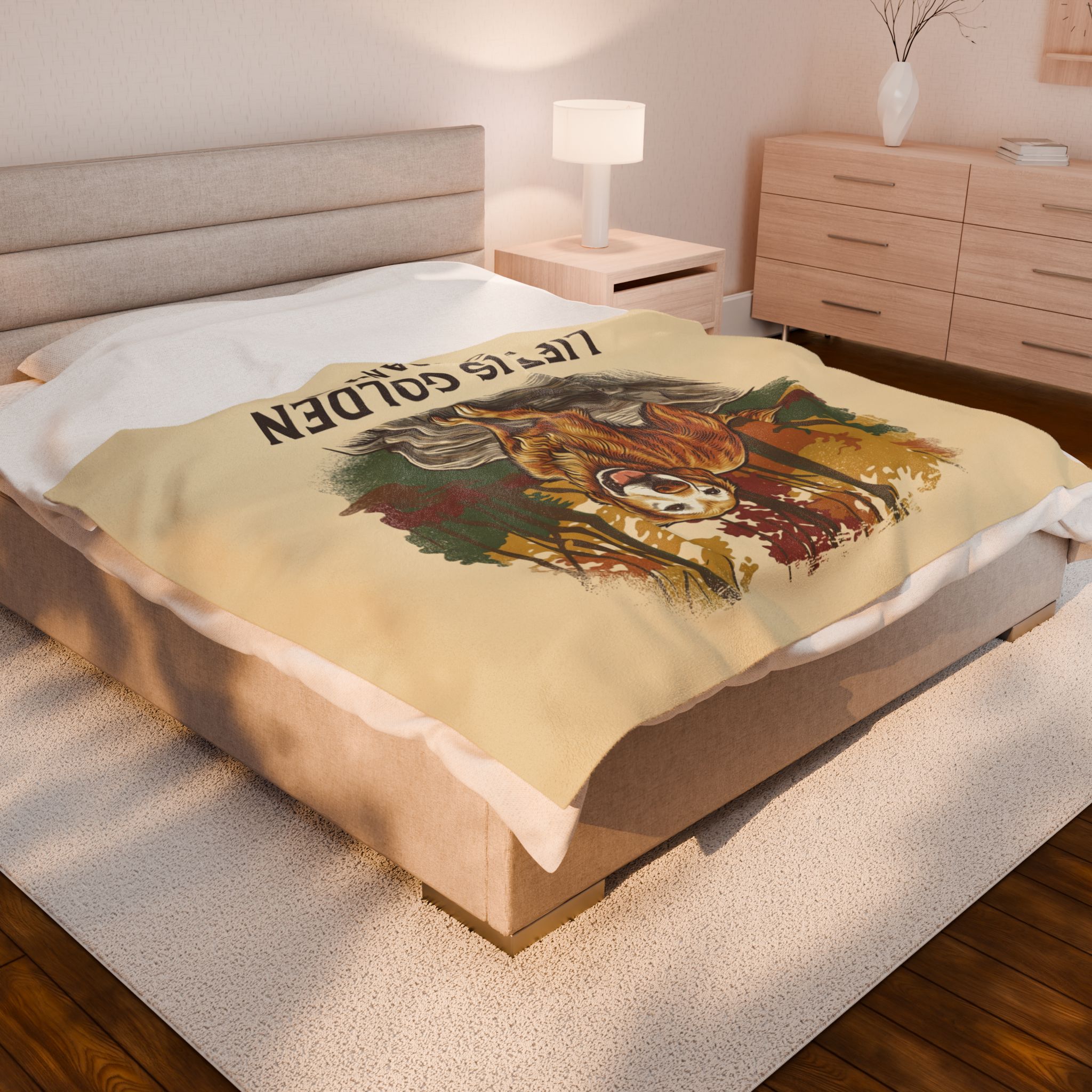 Autumn of a Golden Velveteen Plush Blanket