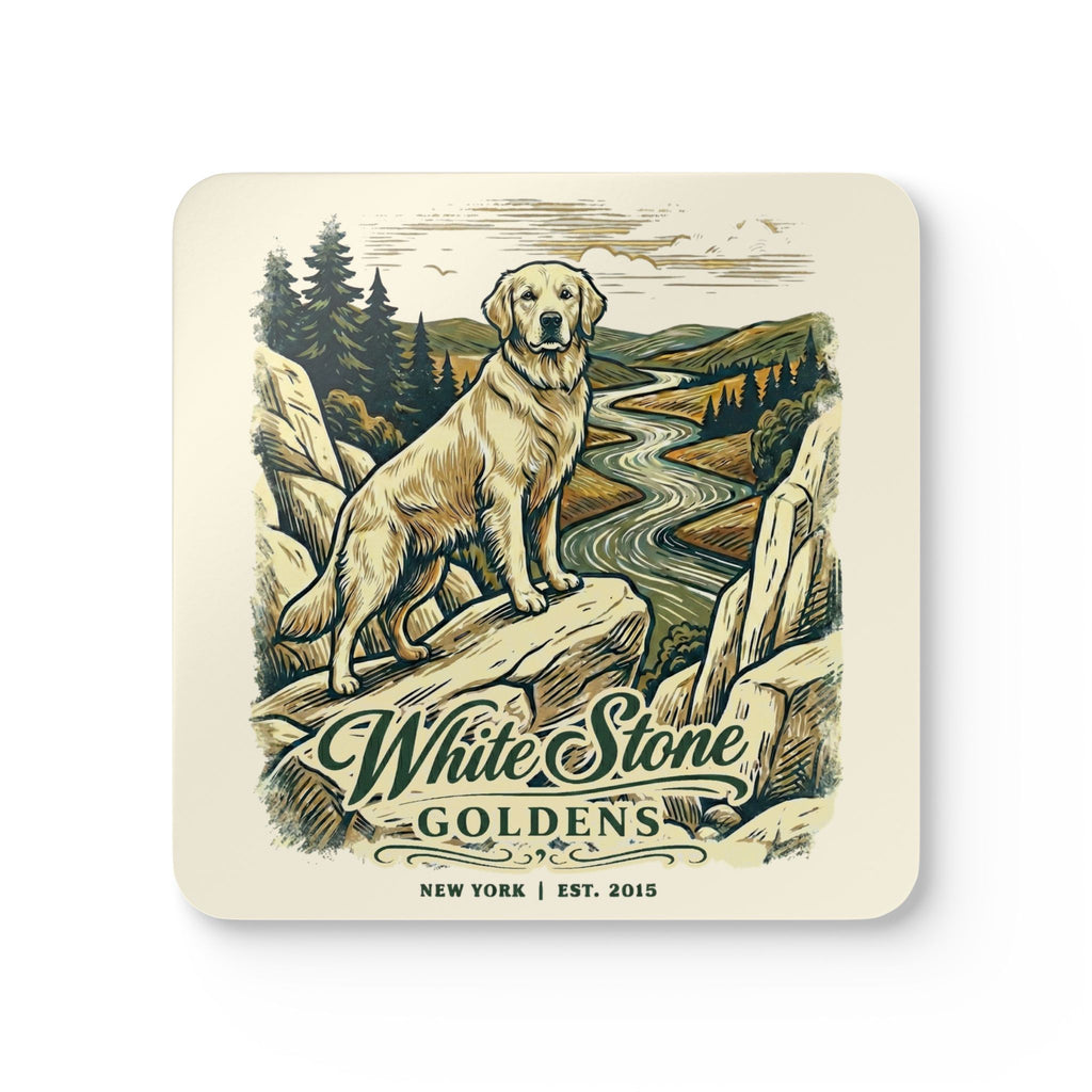 White Stone Goldens Corkwood Coaster Set