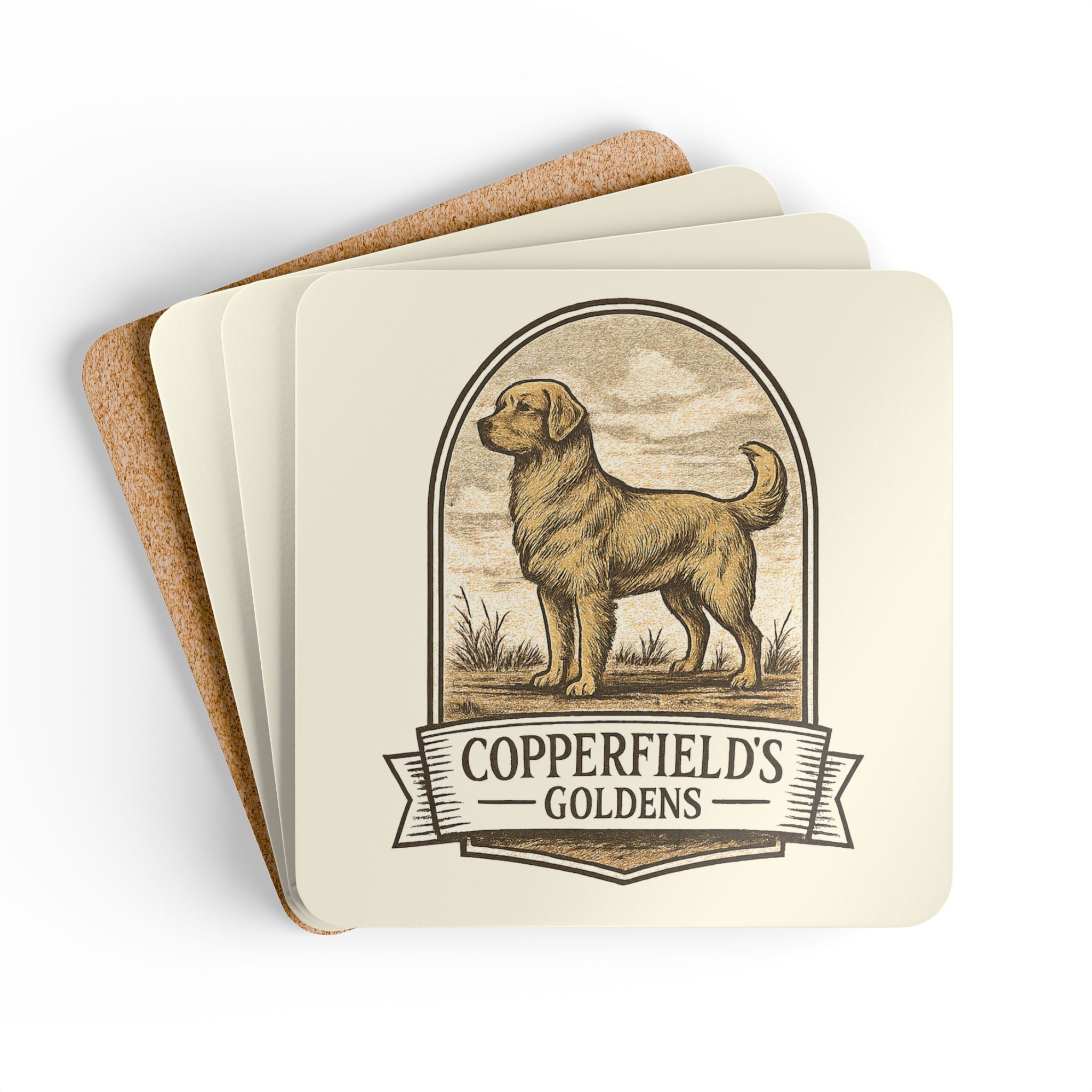 Copperfield's Goldens Corkwood Coaster Set