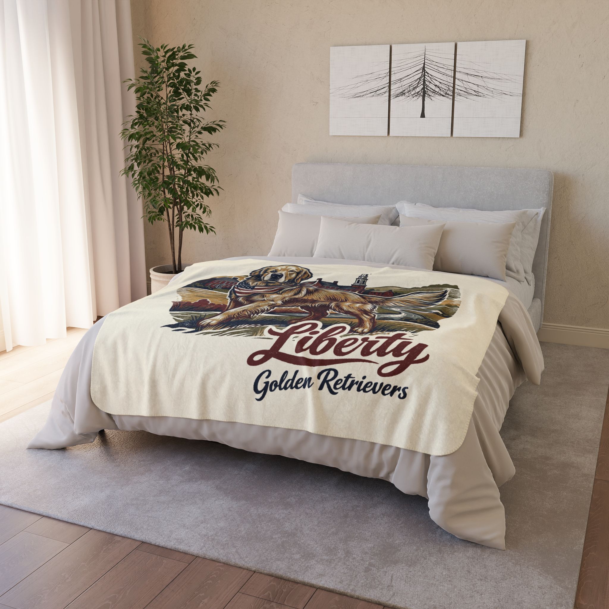 Liberty Golden Retrievers  Cozy Fleece Sherpa Blanket