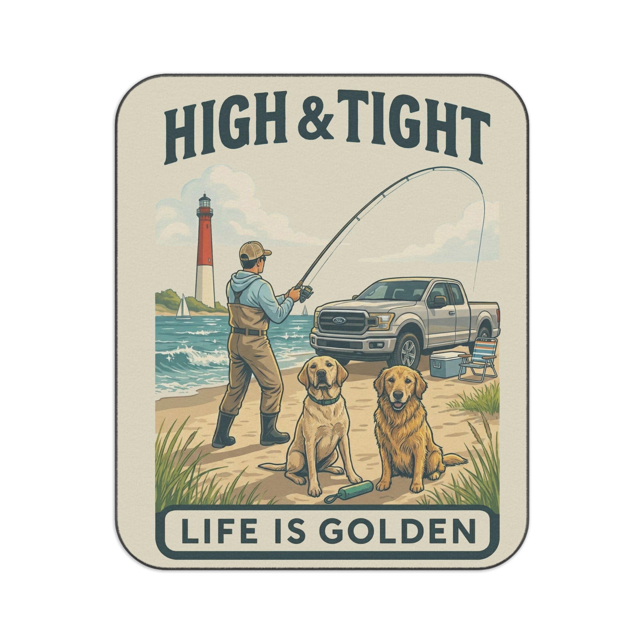 High and Tight Summer  Picnic Blanket with Water Resistant Backing
