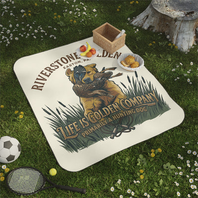 Riverstone Goldens Hunting Picnic Blanket with Water Resistant Backing