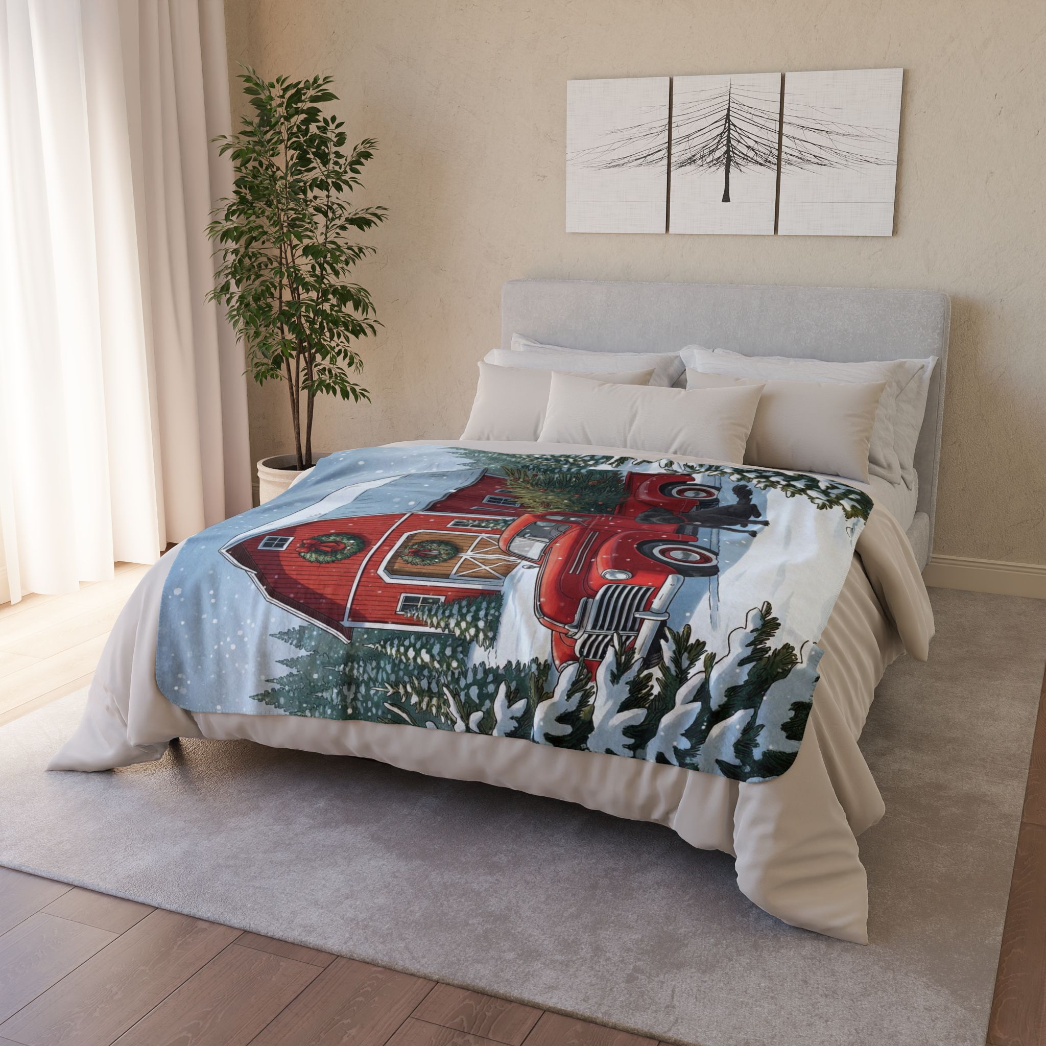 Bringing Home Christmas - black Schnoodle Edition Cozy Fleece Sherpa Blanket