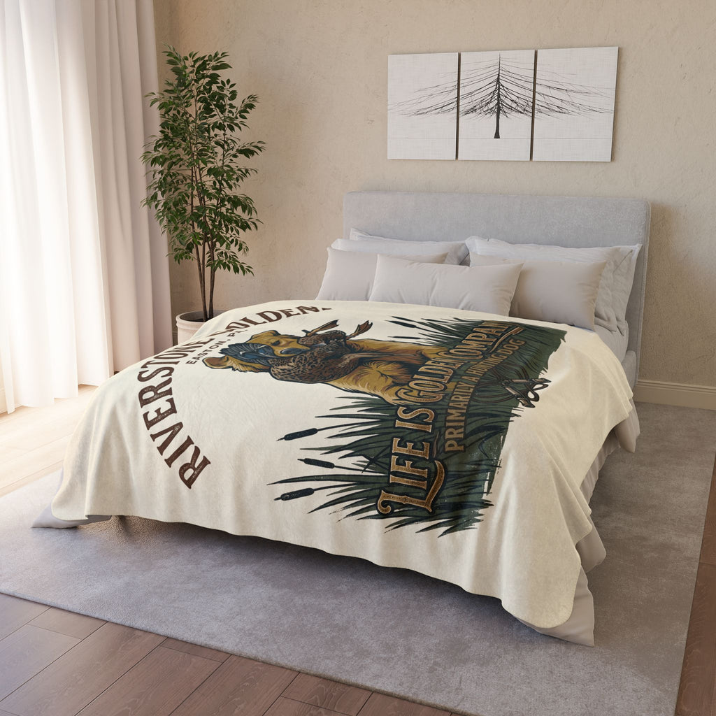 Riverstone Goldens Hunting Cozy Fleece Sherpa Blanket