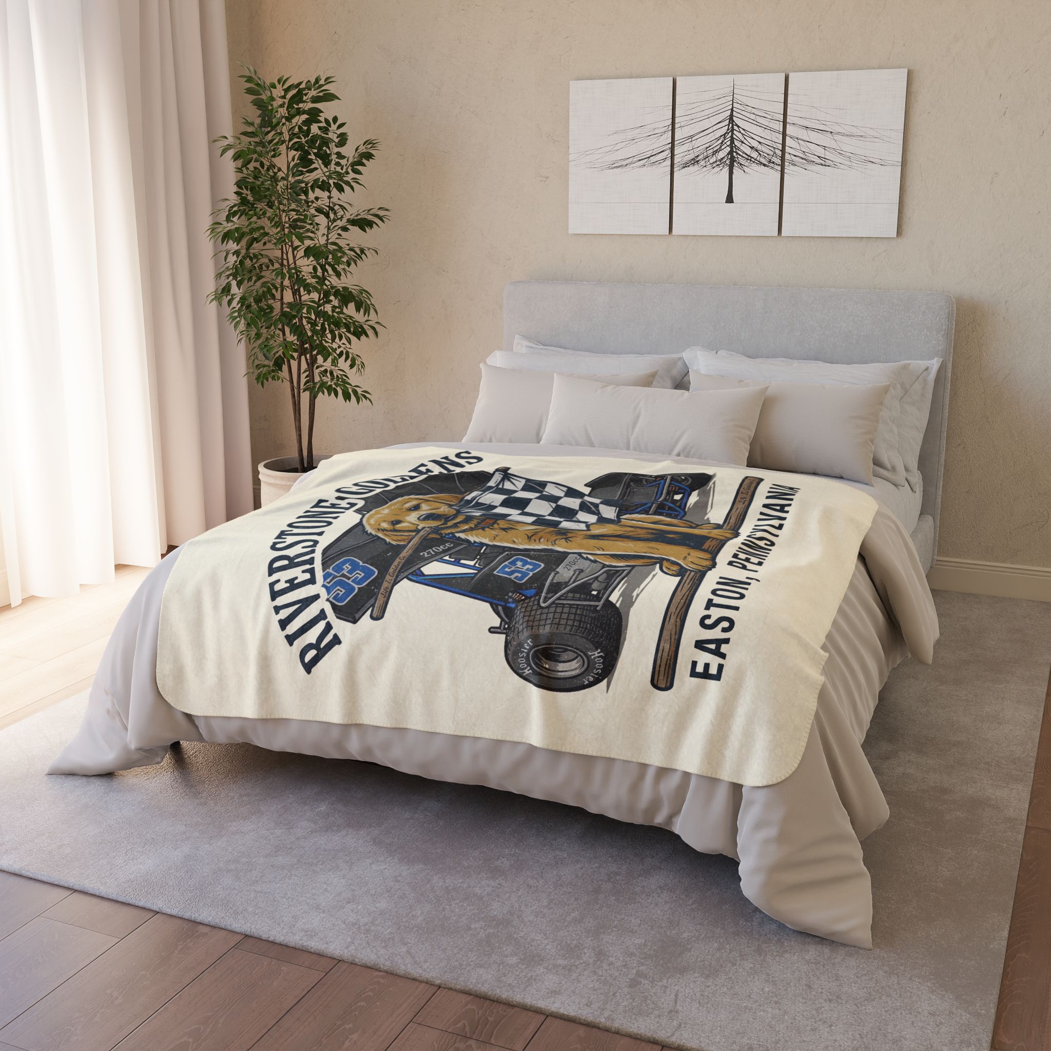 Riverstone Goldens Racing Cozy Fleece Sherpa Blanket