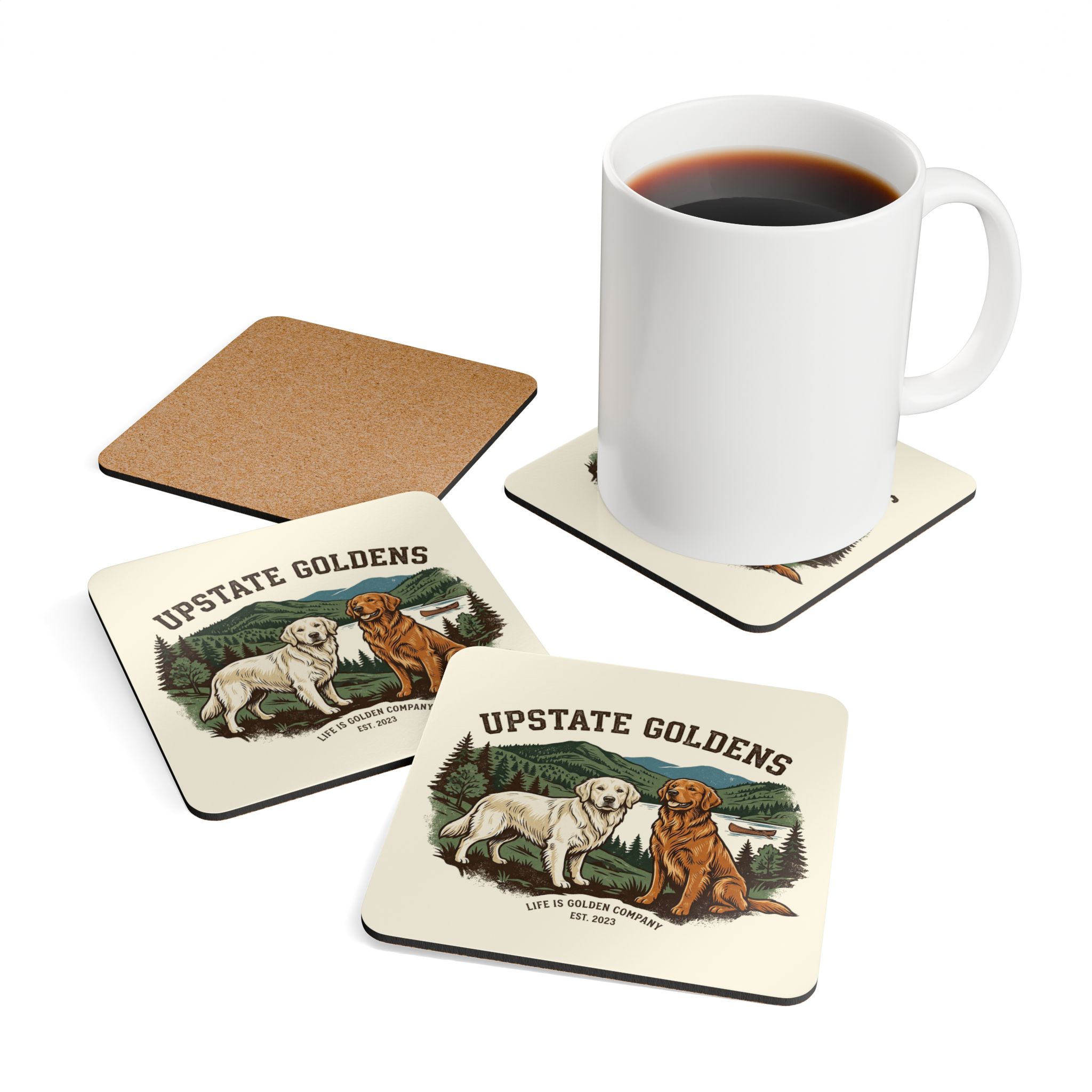 Upstate Goldens Corkwood Coaster Set