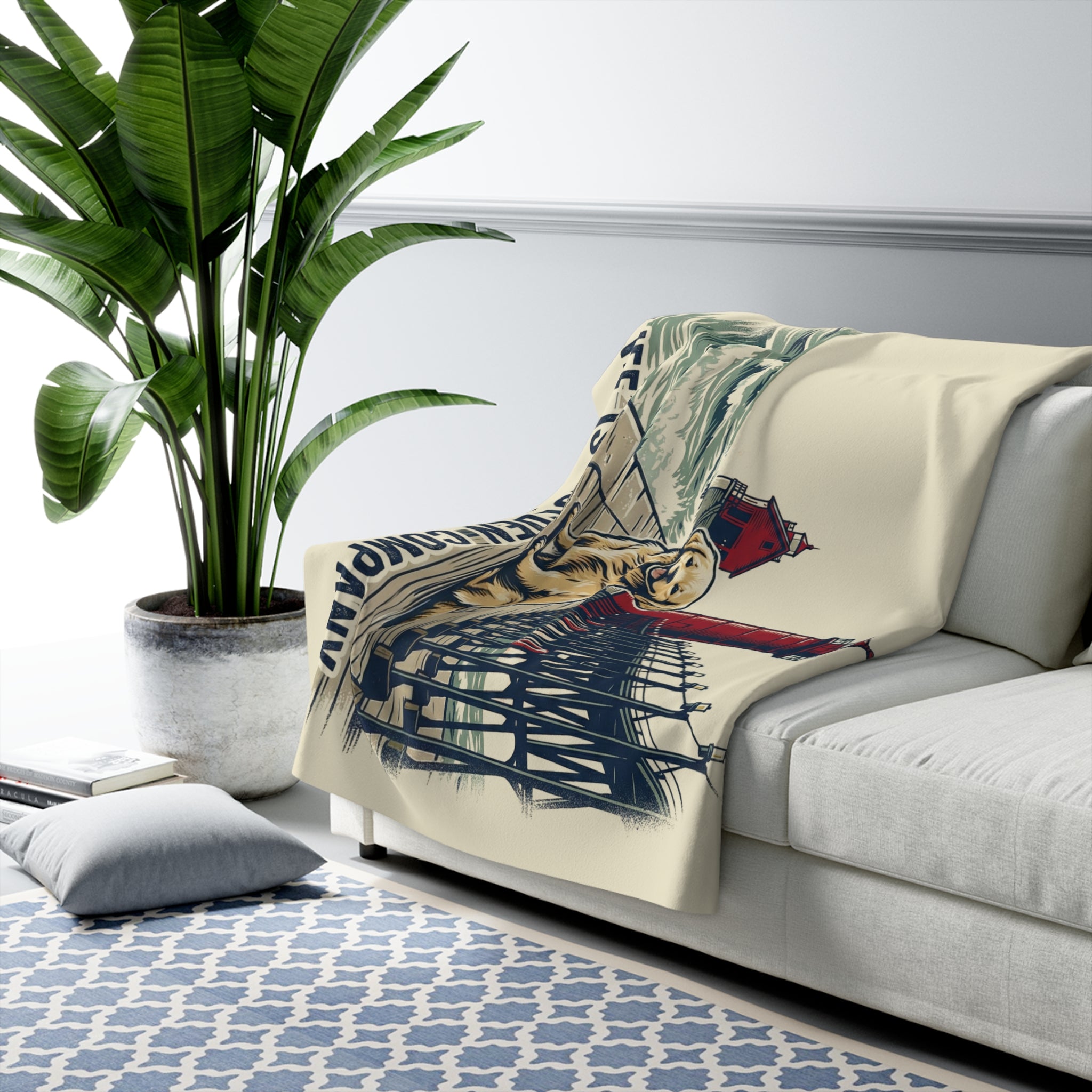 Pier Pup Cozy Sherpa Fleece Blanket