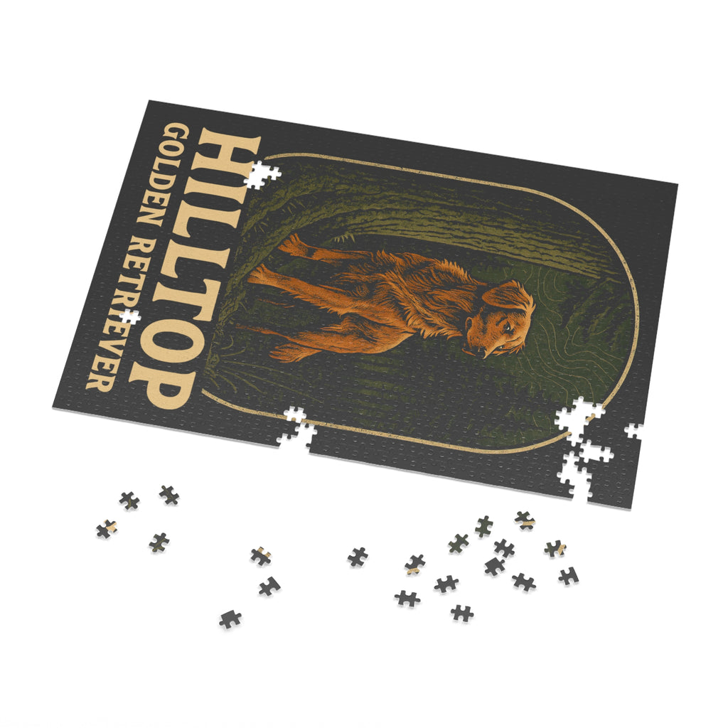 Hilltop Golden Retriever 1000 piece Jigsaw Puzzle with Tin