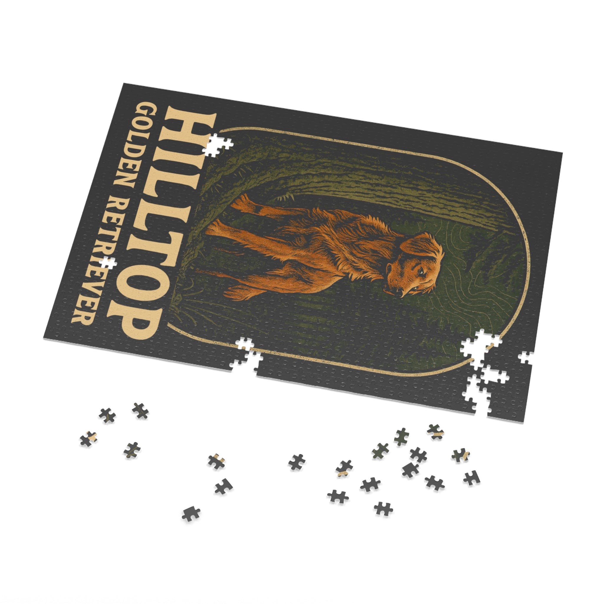 Hilltop Golden Retriever 1000 piece Jigsaw Puzzle with Tin