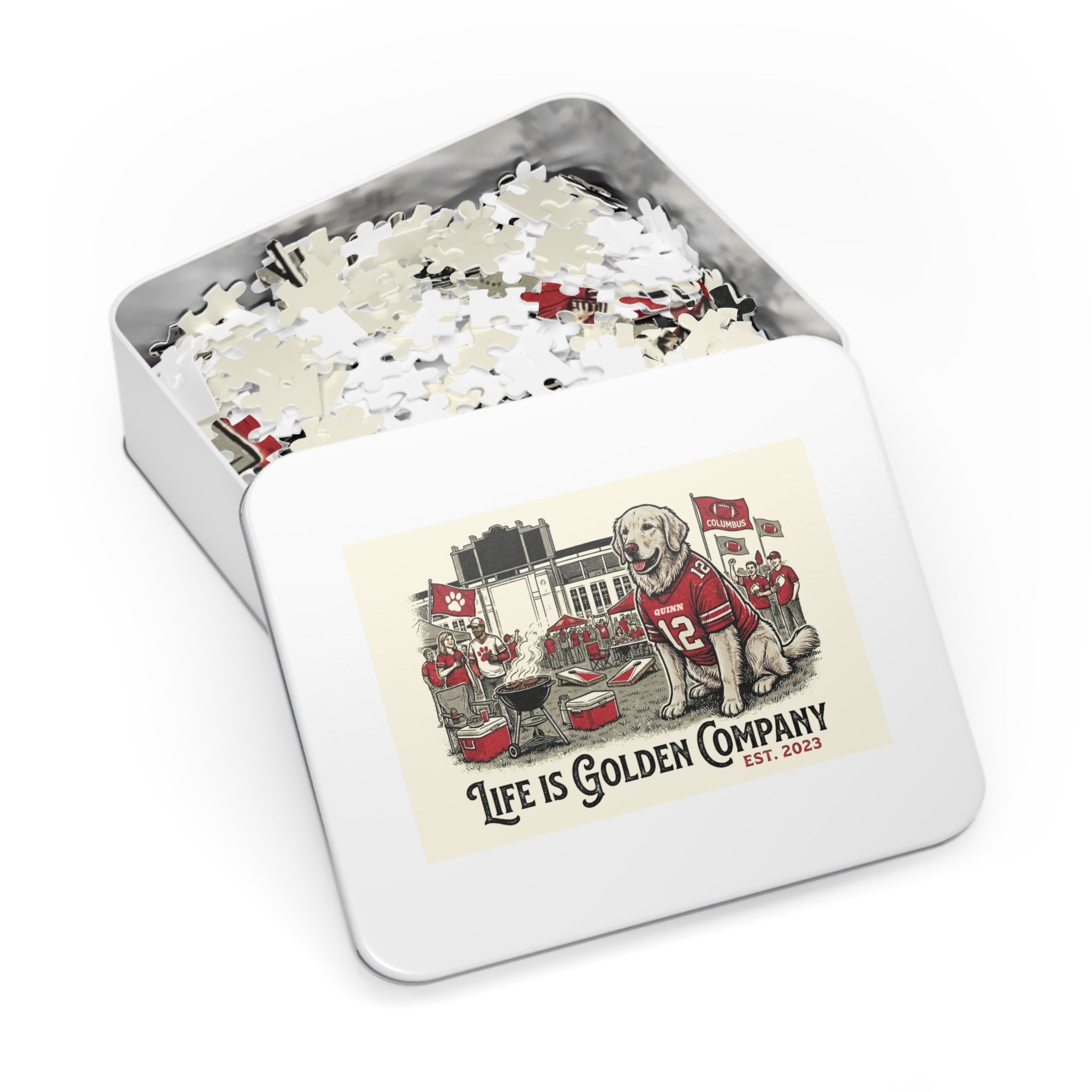 Cheering on the Team 1000 piece Jigsaw Puzzle with Tin
