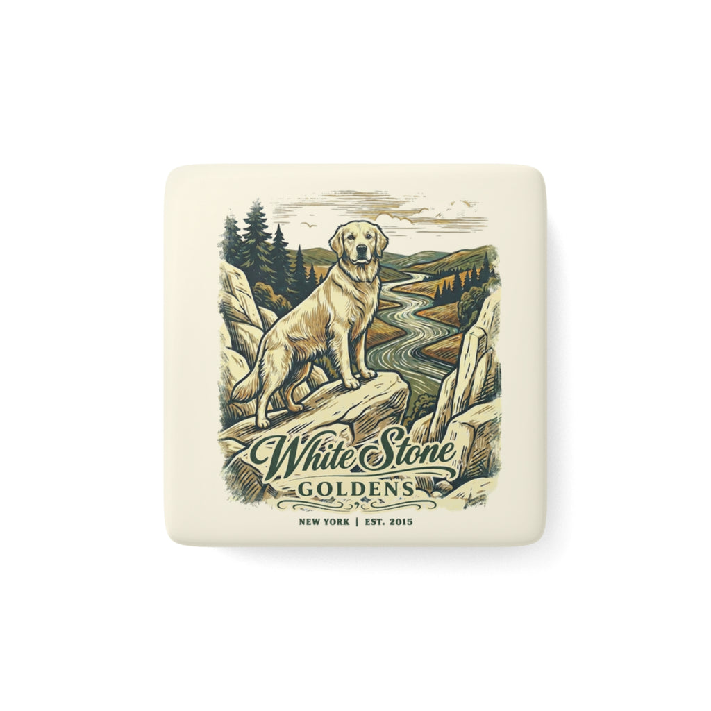 White Stone Goldens Ceramic Magnet