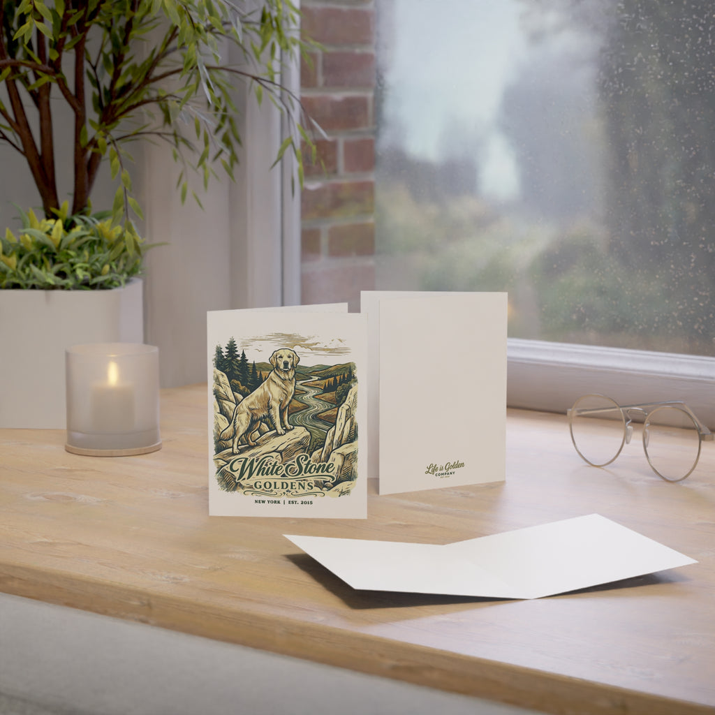 White Stone Goldens 4.25" x 5.5" Greeting Card with Envelope