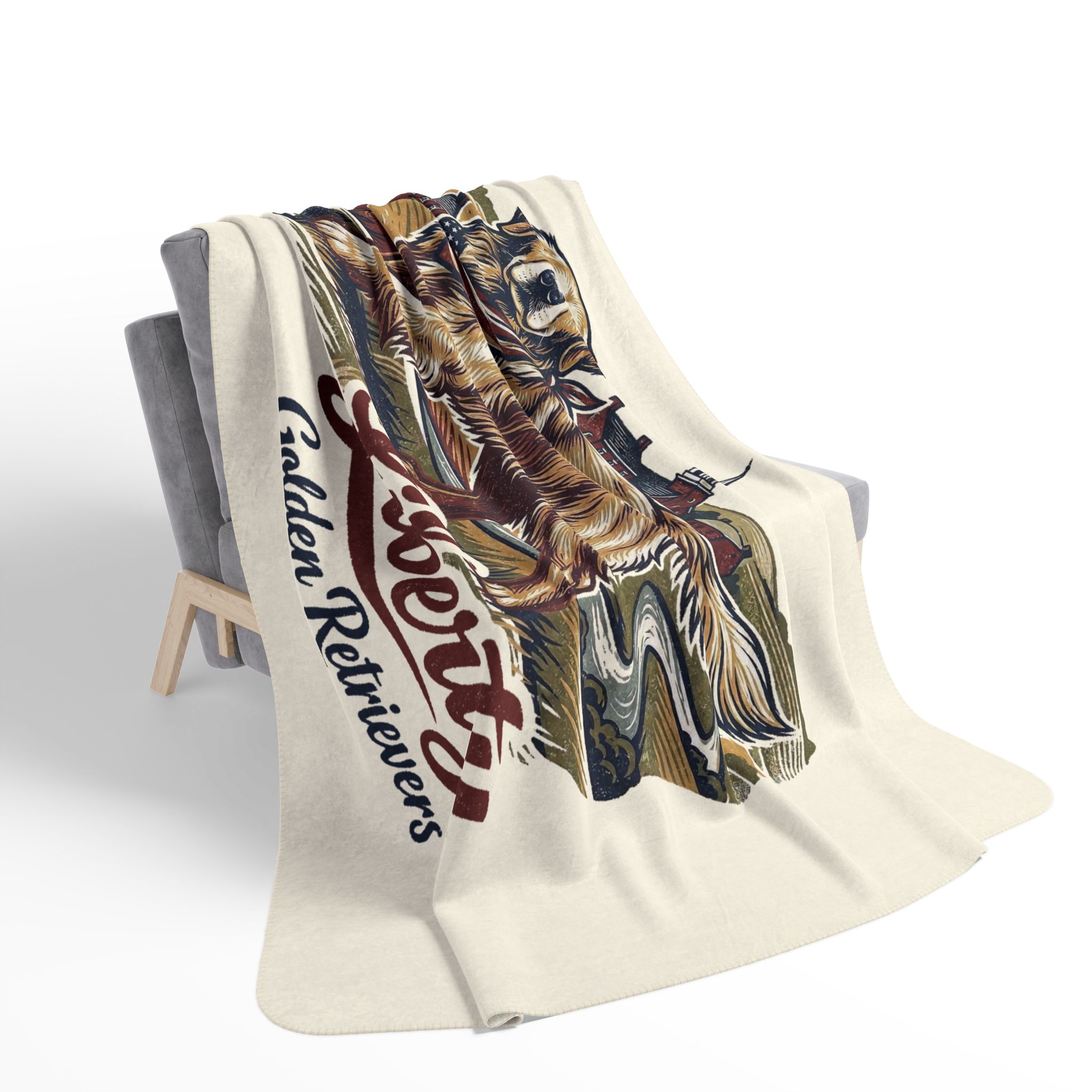 Liberty Golden Retrievers  Cozy Fleece Sherpa Blanket
