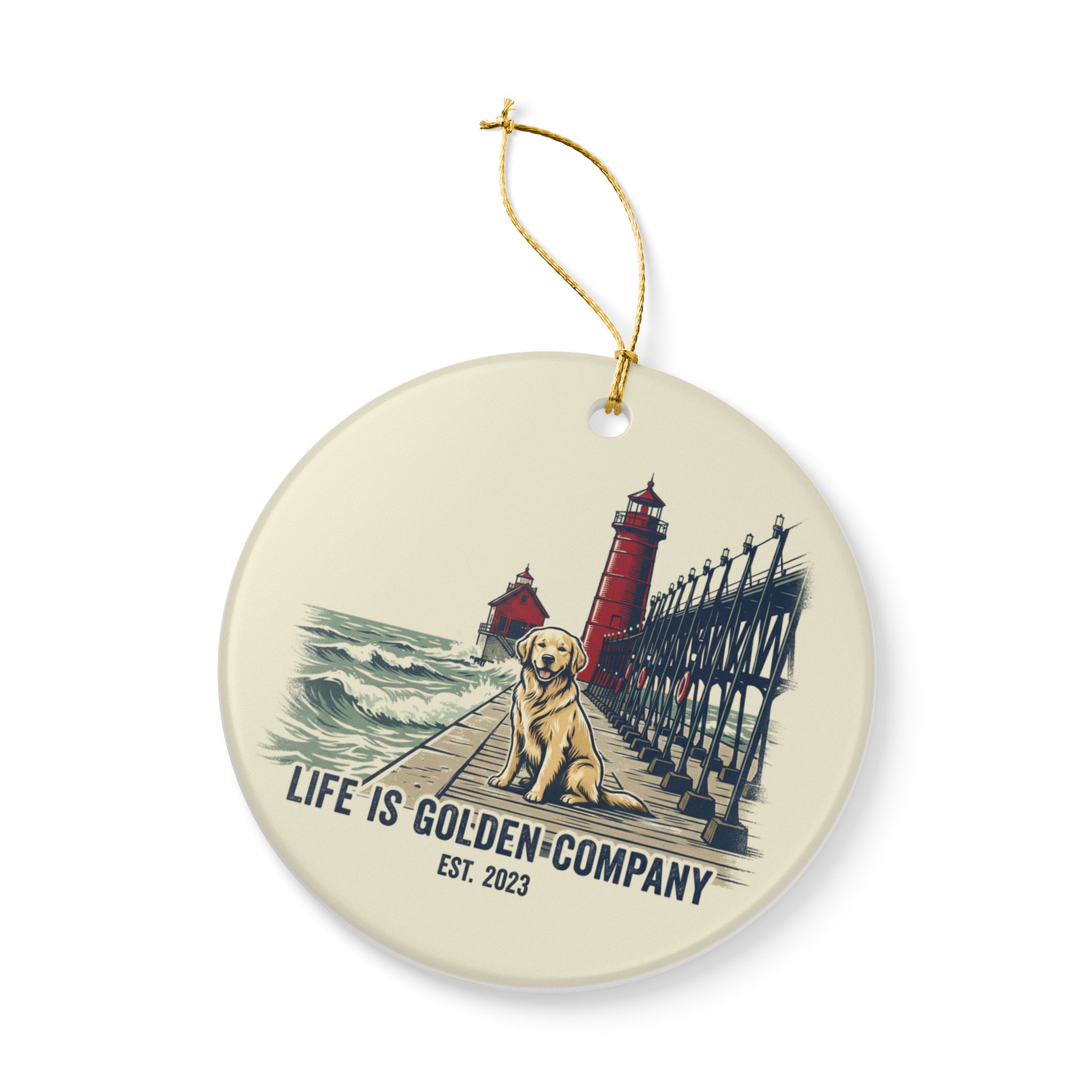 Pier Pup Ceramic Ornament