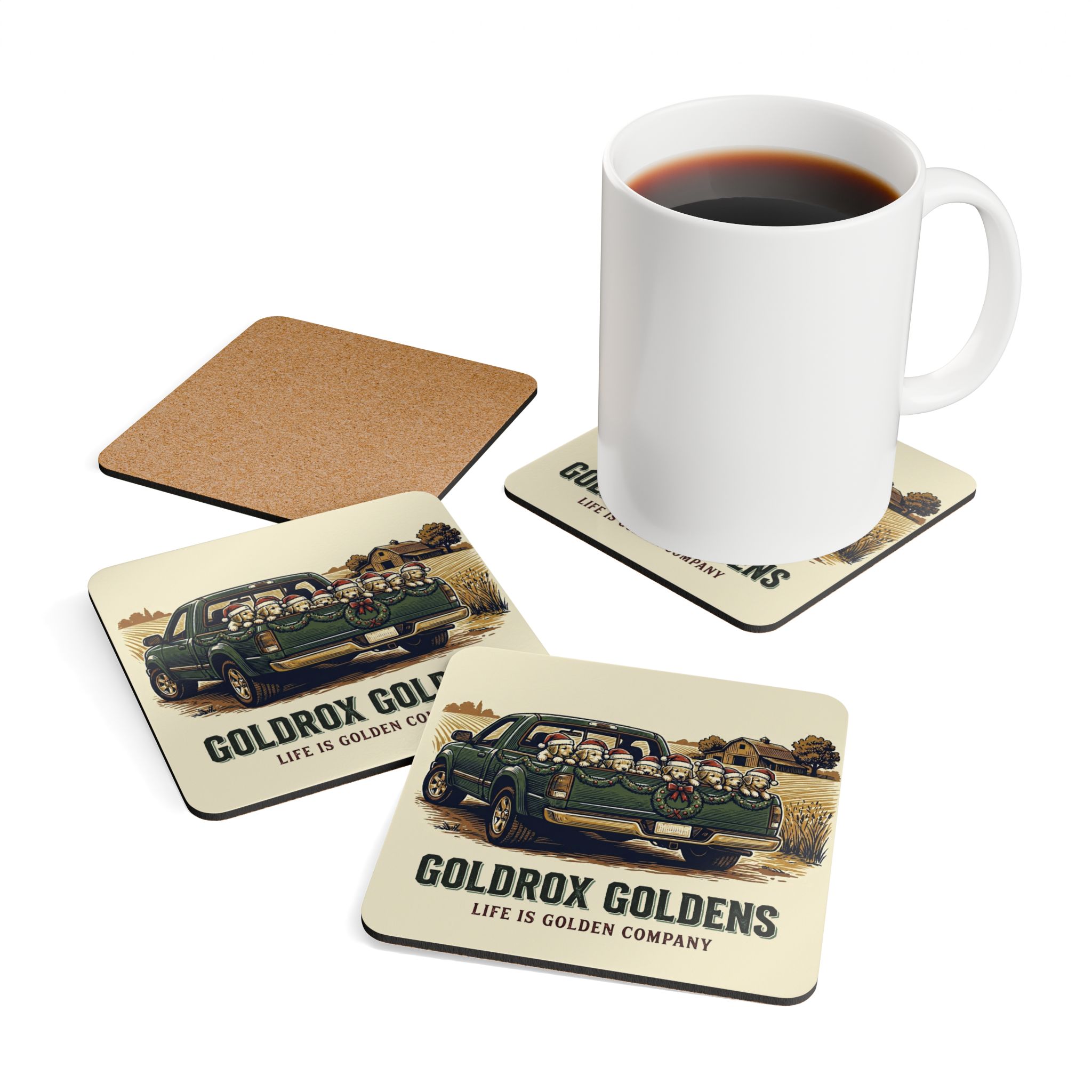GoldRox Squad Goals Corkwood Coaster Set