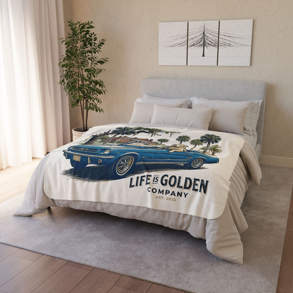 Electric Blue Cruise Cozy Fleece Sherpa Blanket