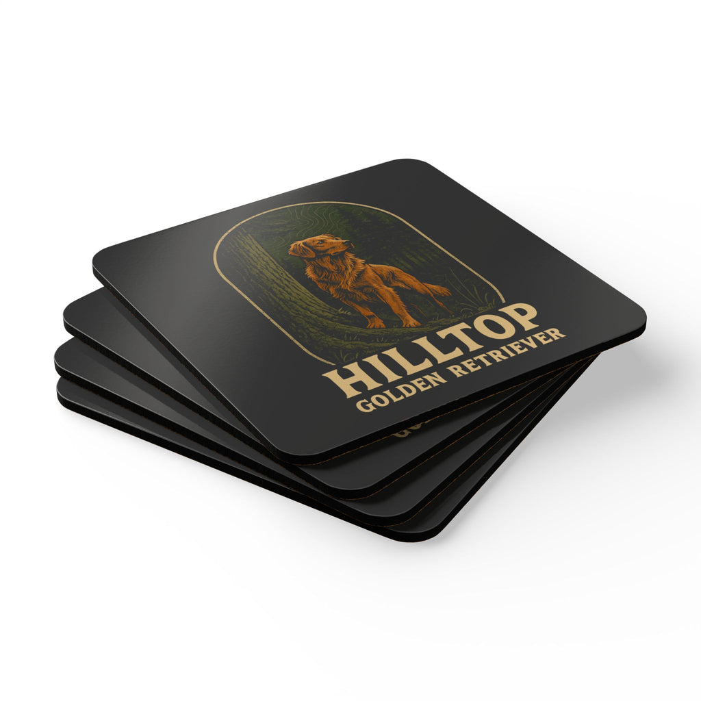 Hilltop Golden Retriever Corkwood Coaster Set