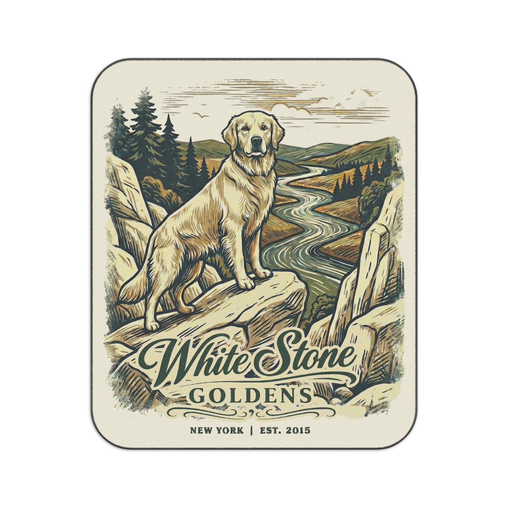 White Stone Goldens Picnic Blanket with Water Resistant Backing